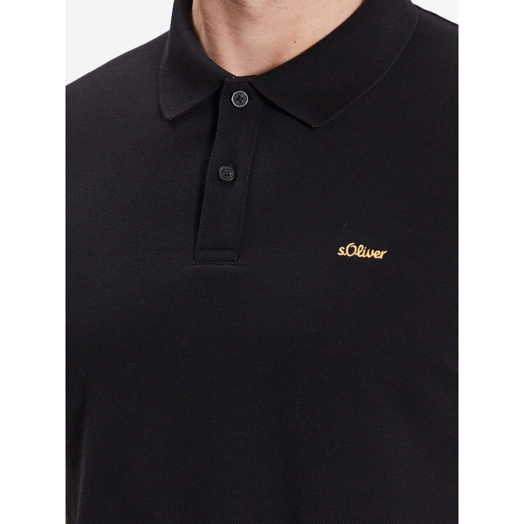 s.Oliver Тениска с яка и копчета 2129488 Черен Regular Fit - Pepit.bg