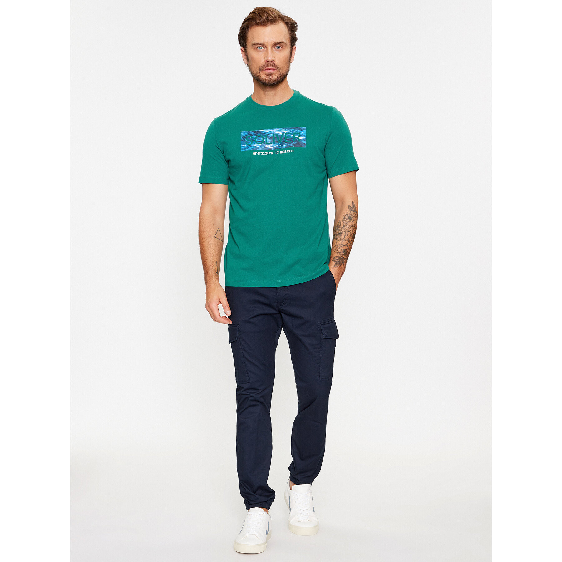 s.Oliver Тишърт 2135685 Зелен Regular Fit - Pepit.bg