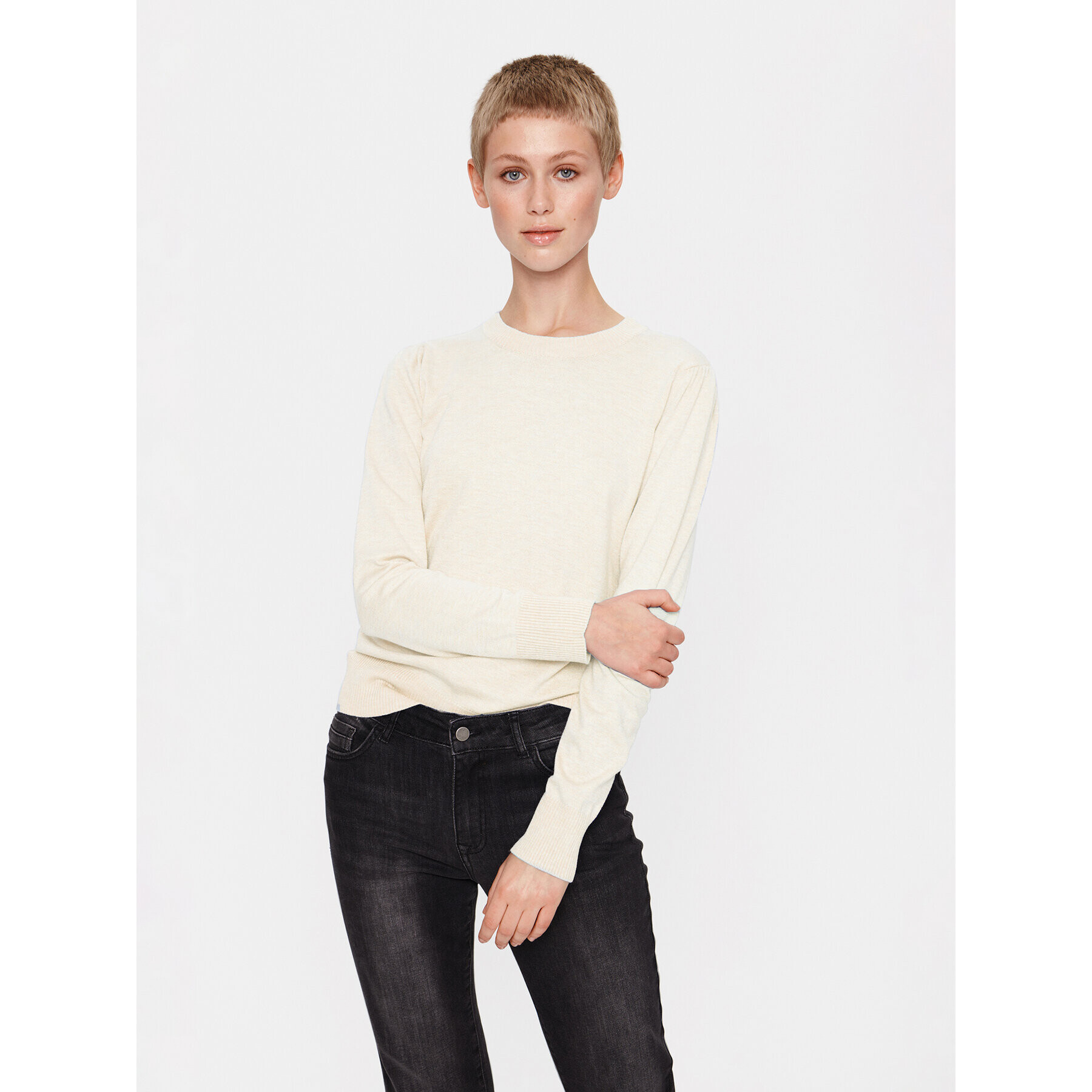 Saint Tropez Пуловер 30511753 Екрю Regular Fit - Pepit.bg