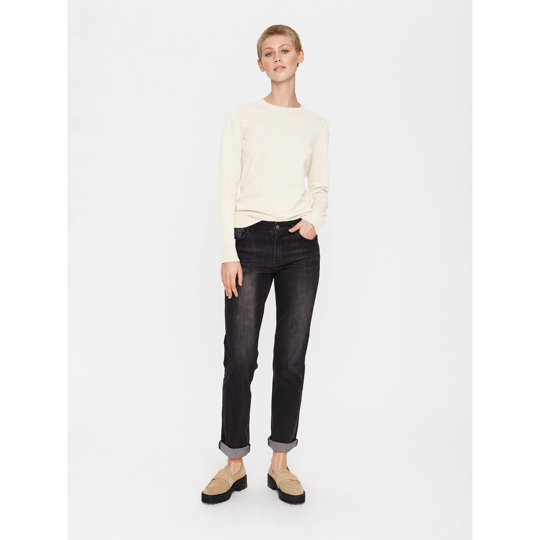 Saint Tropez Пуловер 30511753 Екрю Regular Fit - Pepit.bg