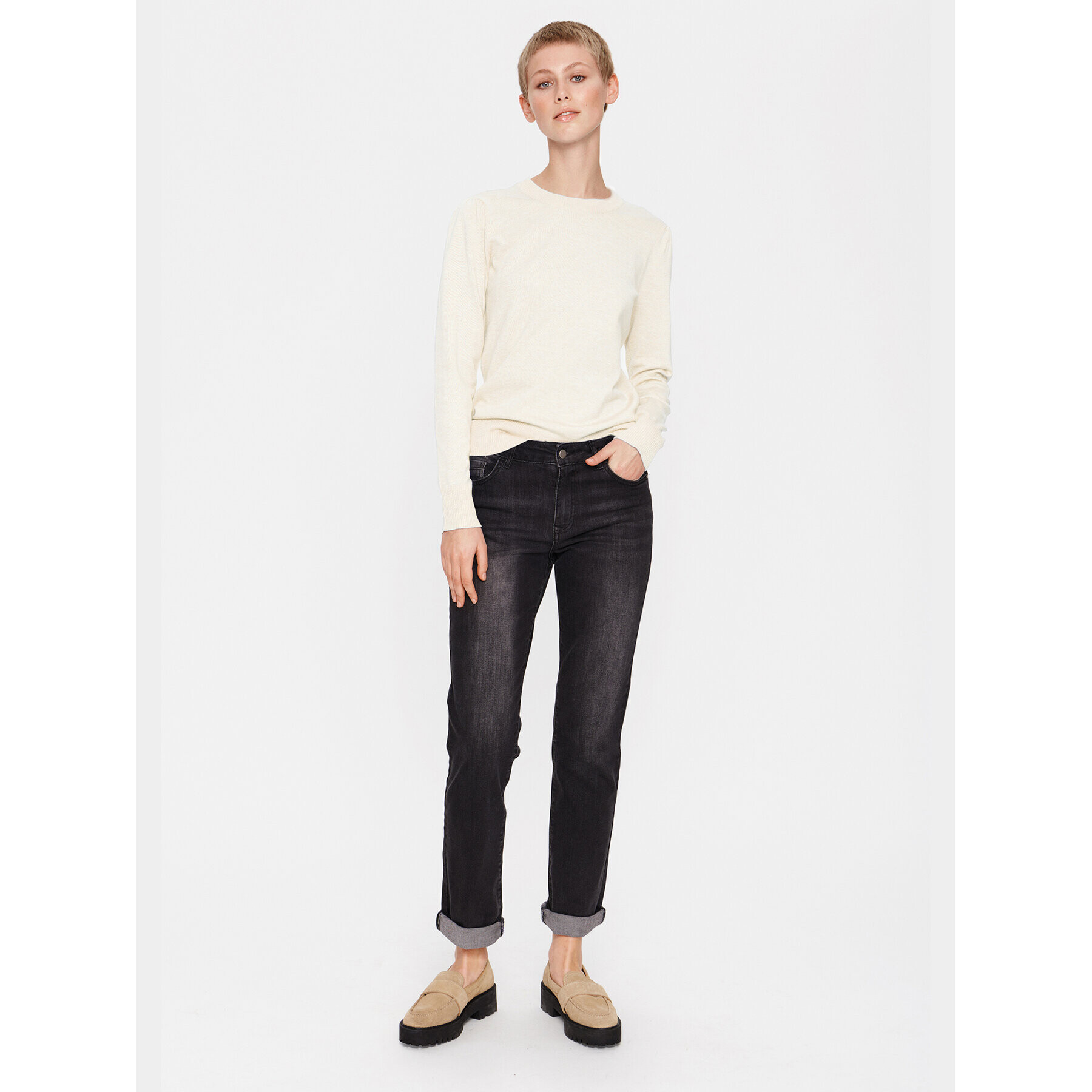 Saint Tropez Пуловер 30511753 Екрю Regular Fit - Pepit.bg