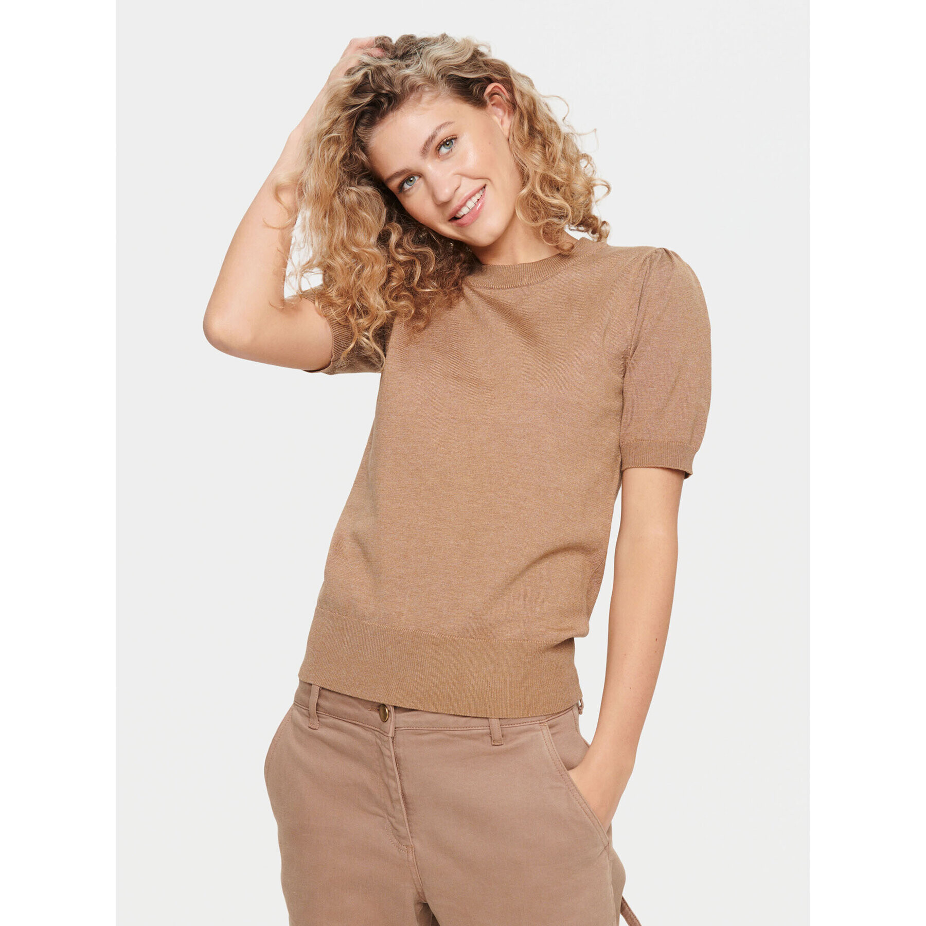 Saint Tropez Пуловер 30511788 Кафяв Classic Fit - Pepit.bg