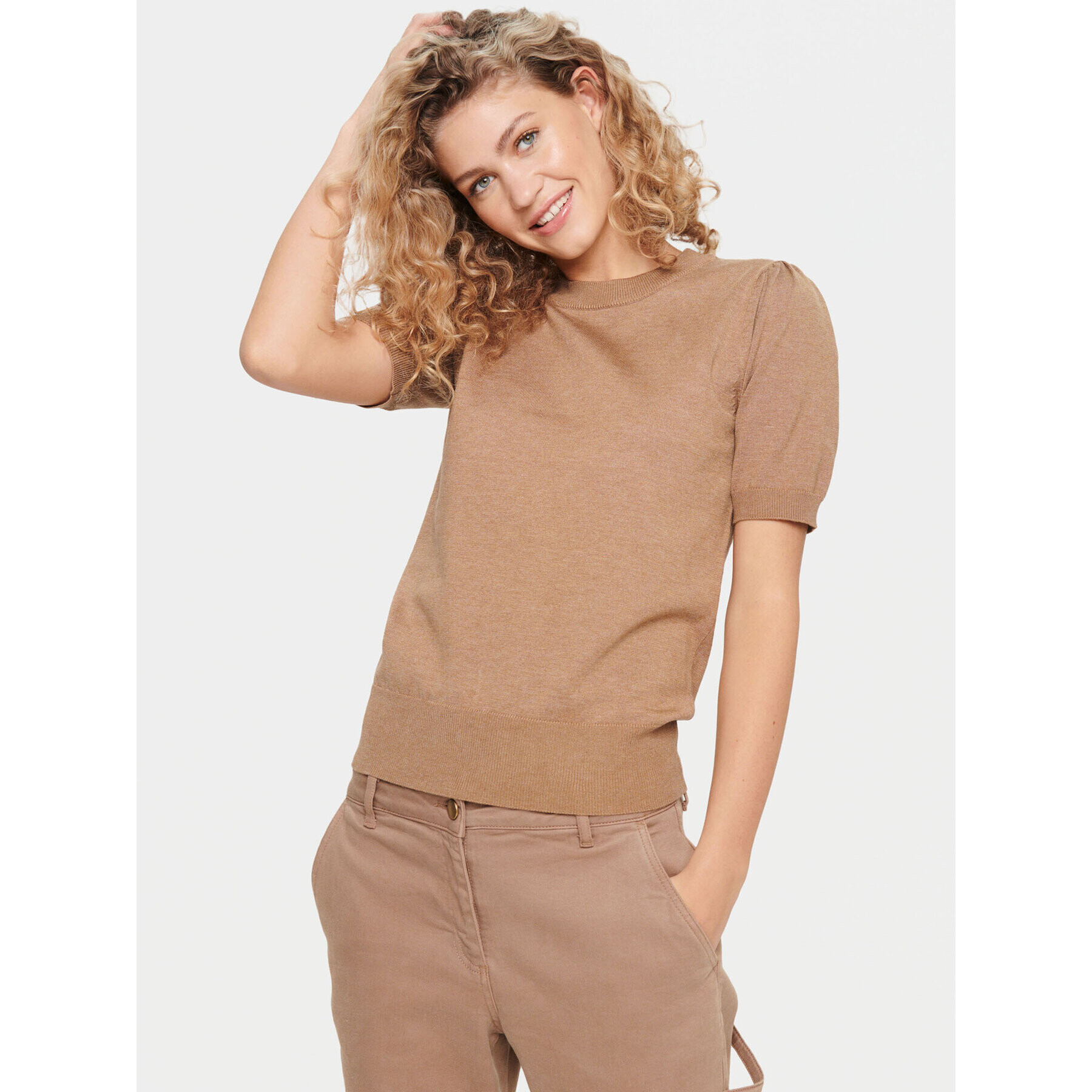 Saint Tropez Пуловер 30511788 Кафяв Classic Fit - Pepit.bg