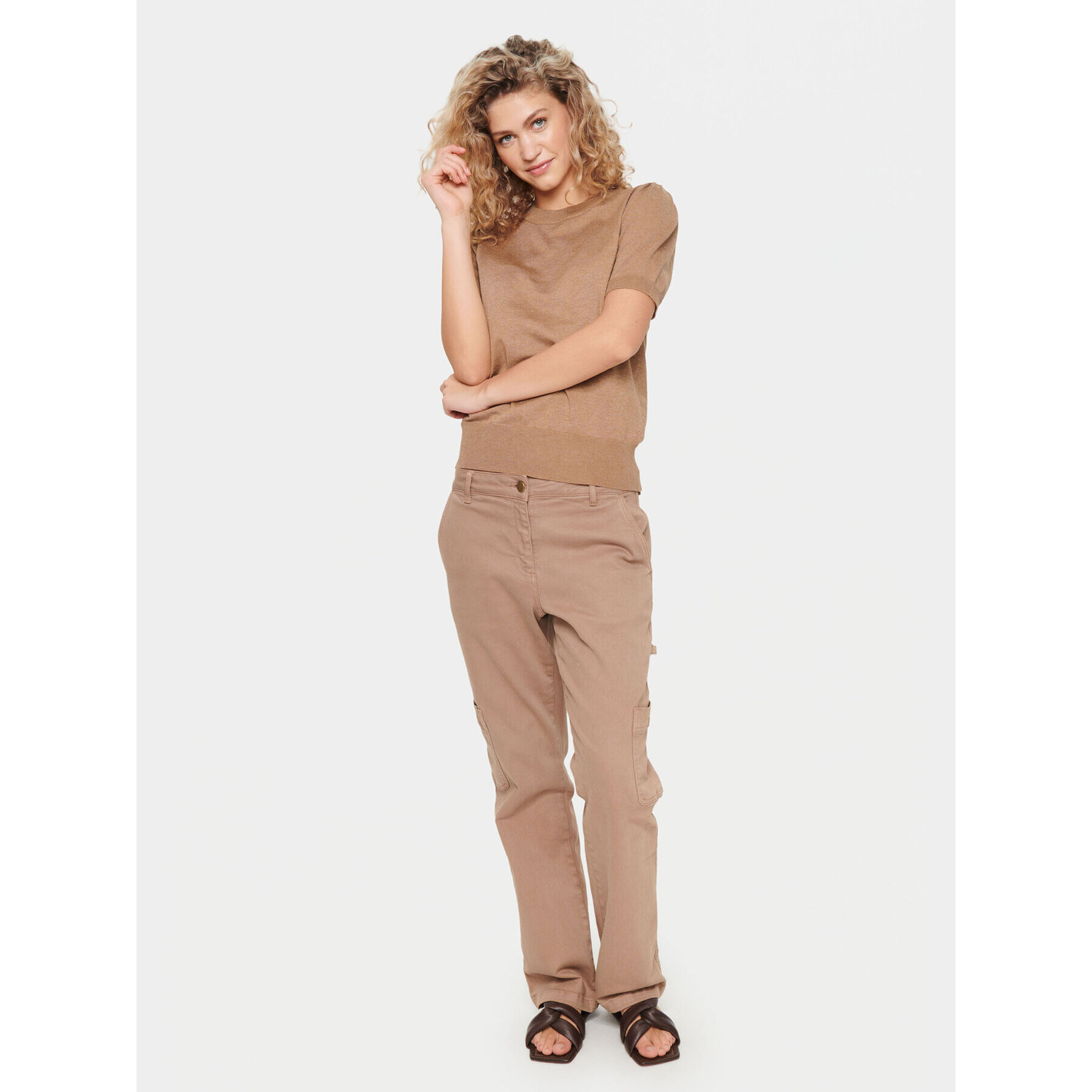 Saint Tropez Пуловер 30511788 Кафяв Classic Fit - Pepit.bg