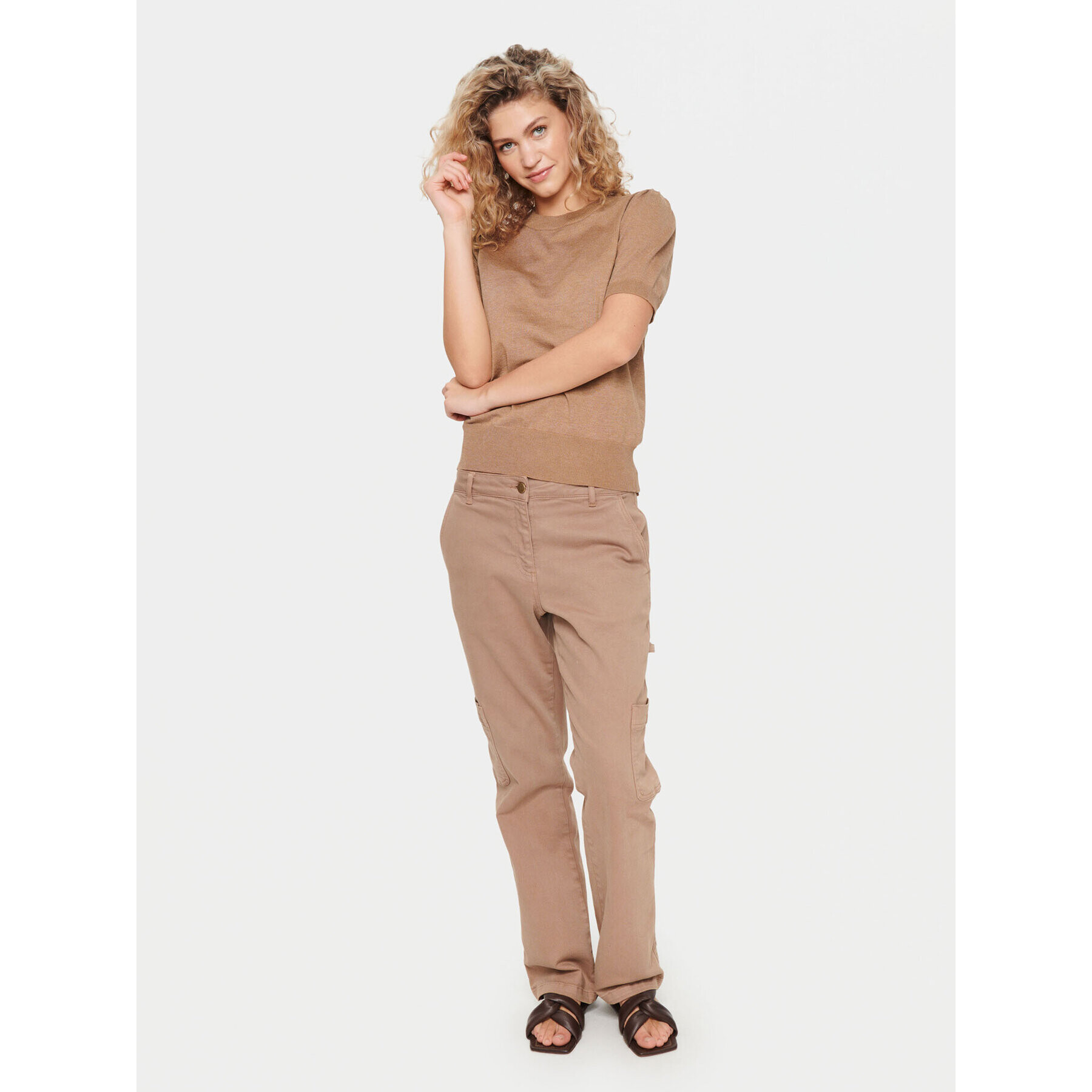 Saint Tropez Пуловер 30511788 Кафяв Classic Fit - Pepit.bg