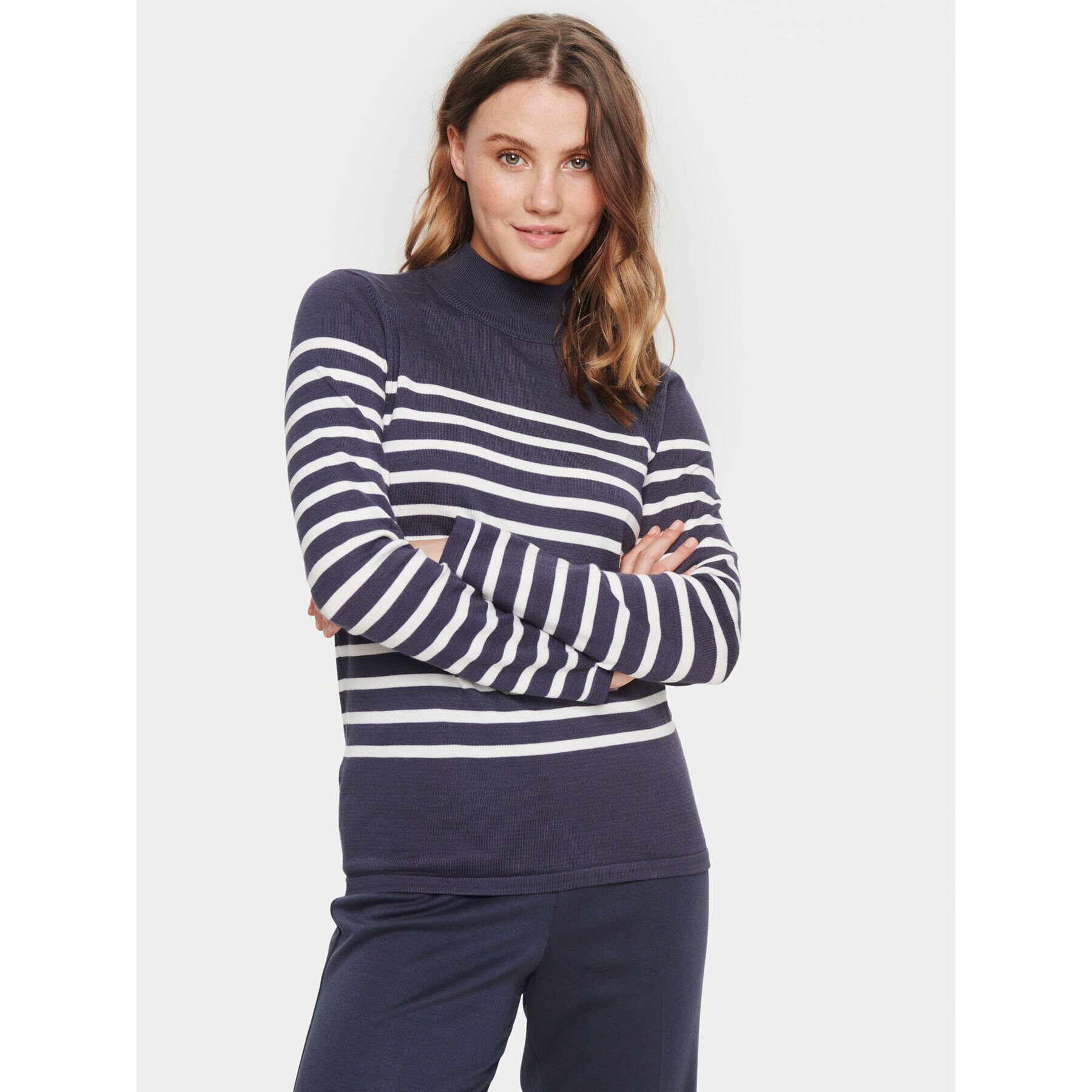 Saint Tropez Пуловер 30512572 Син Classic Fit - Pepit.bg