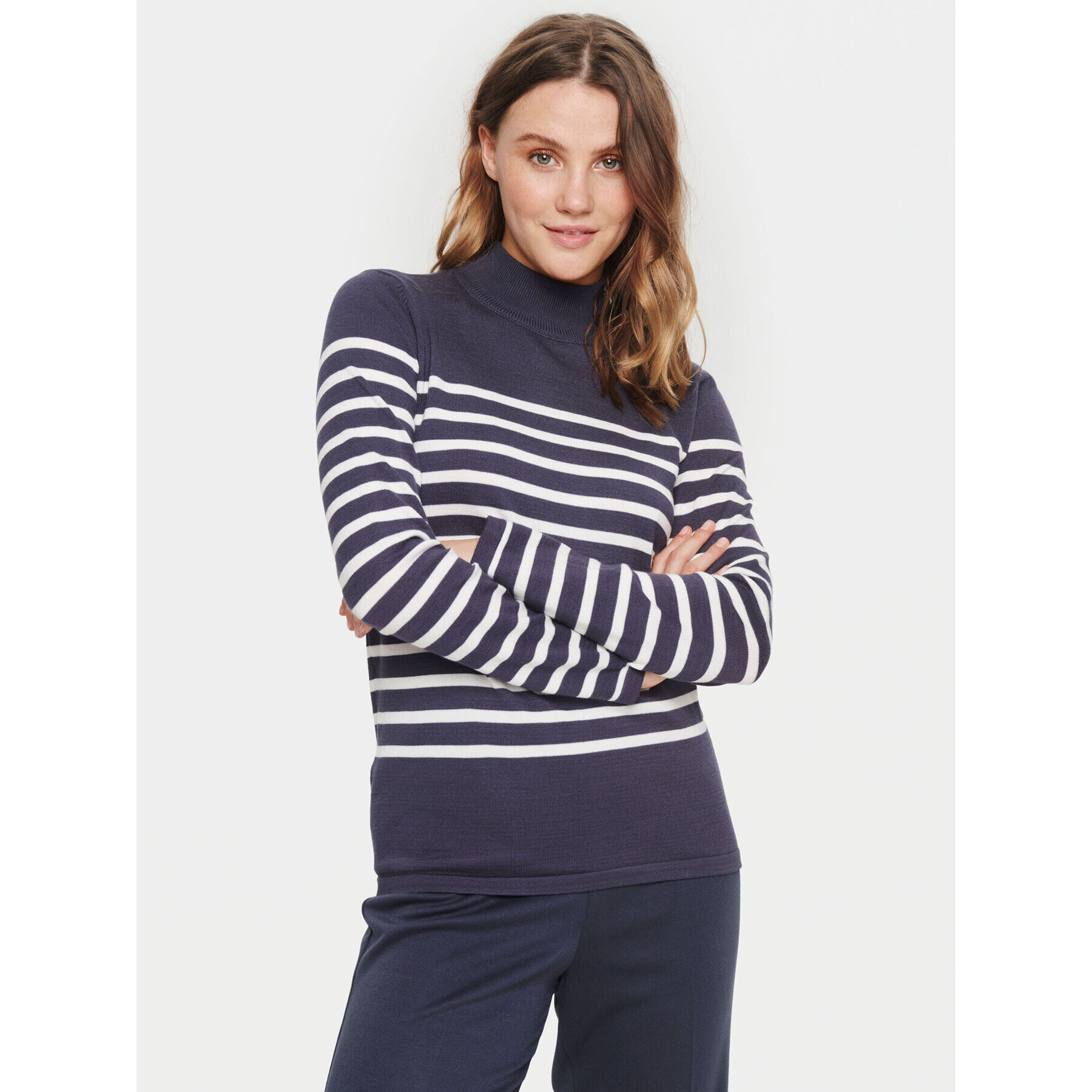 Saint Tropez Пуловер 30512572 Син Classic Fit - Pepit.bg