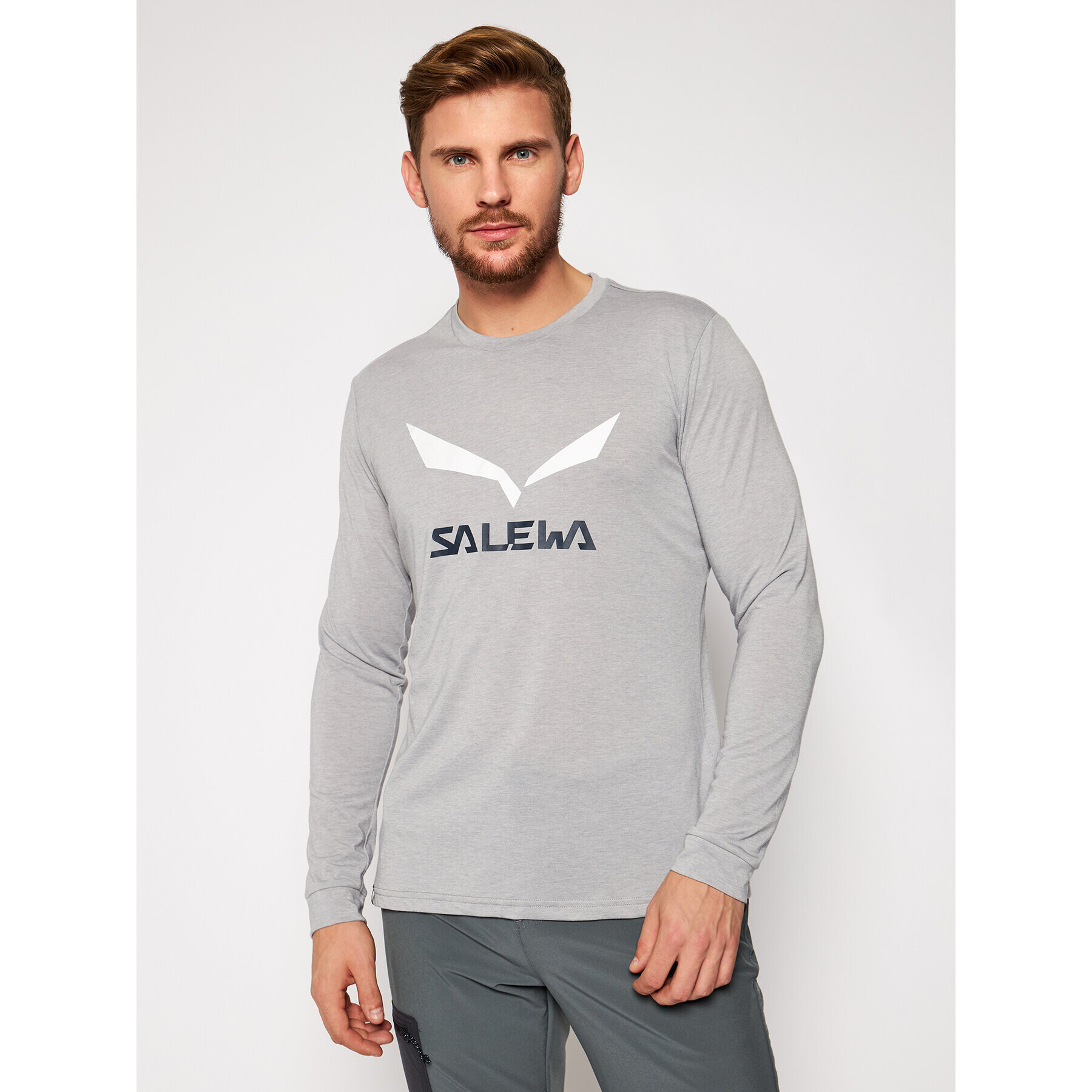 Salewa Тениска от техническо трико Solidlogo Dry 27340 Сив Regular Fit - Pepit.bg