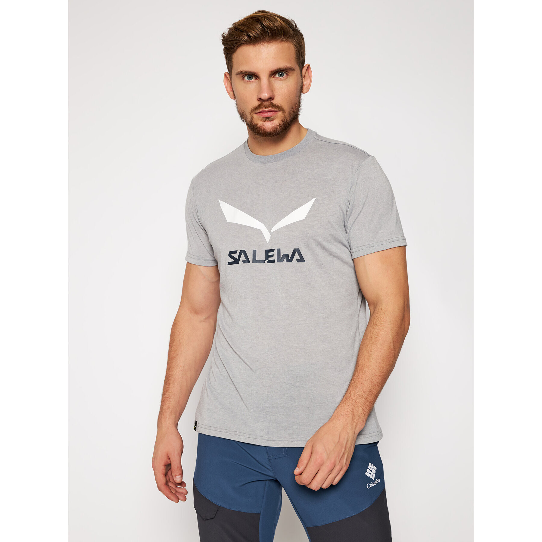 Salewa Тишърт Solidlogo Dry 27018 Сив Regular Fit - Pepit.bg
