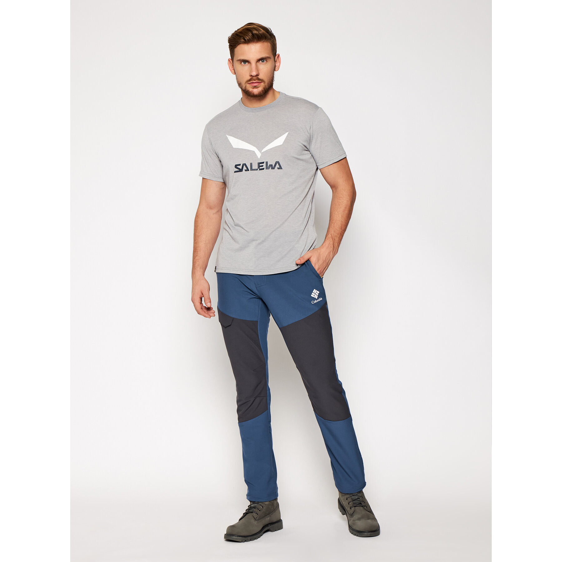 Salewa Тишърт Solidlogo Dry 27018 Сив Regular Fit - Pepit.bg