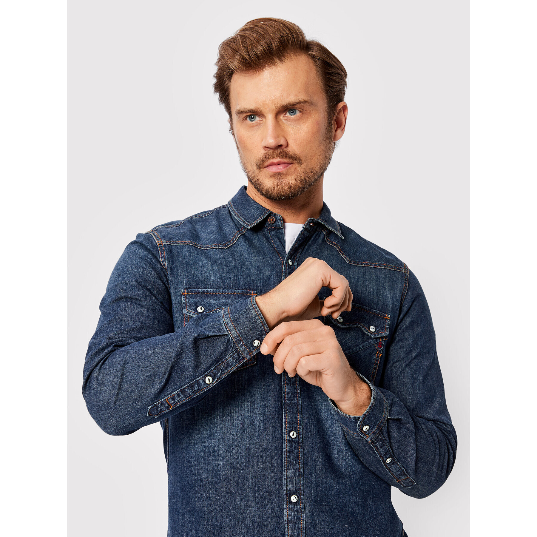 Salsa дънкова риза 125455 Тъмносин Slim Fit - Pepit.bg