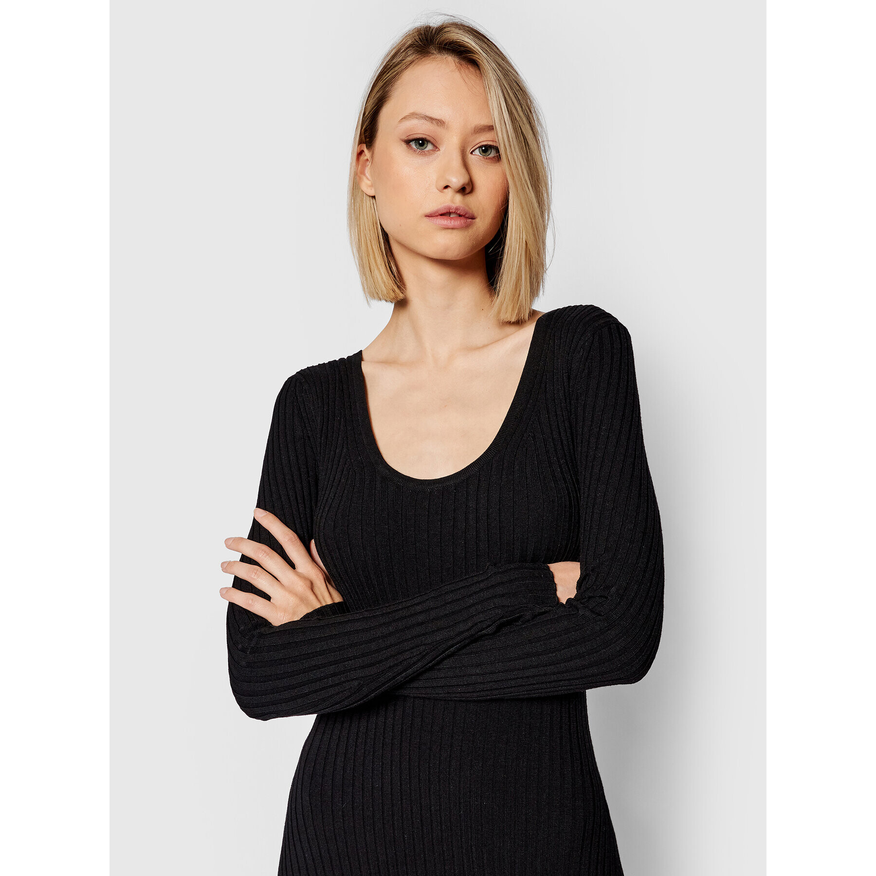 Samsøe Samsøe Плетена рокля Hazel F21200009 Черен Slim Fit - Pepit.bg