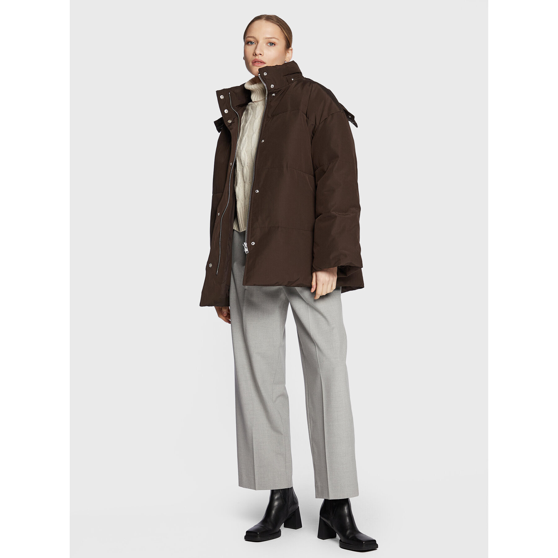 Samsøe Samsøe Пухено яке Hana F22300136 Кафяв Relaxed Fit - Pepit.bg