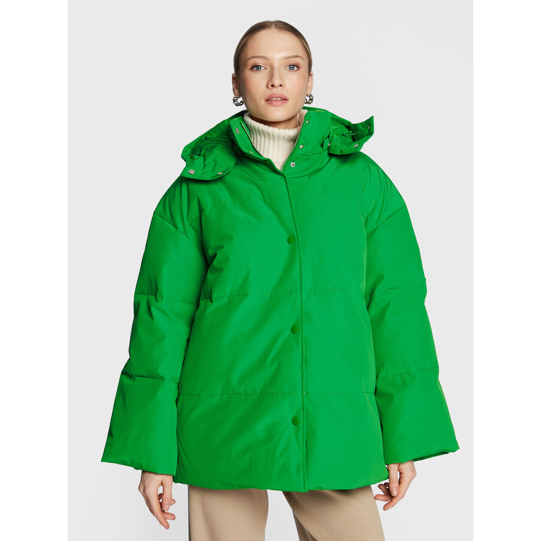 Samsøe Samsøe Пухено яке Hana F22300136 Зелен Relaxed Fit - Pepit.bg