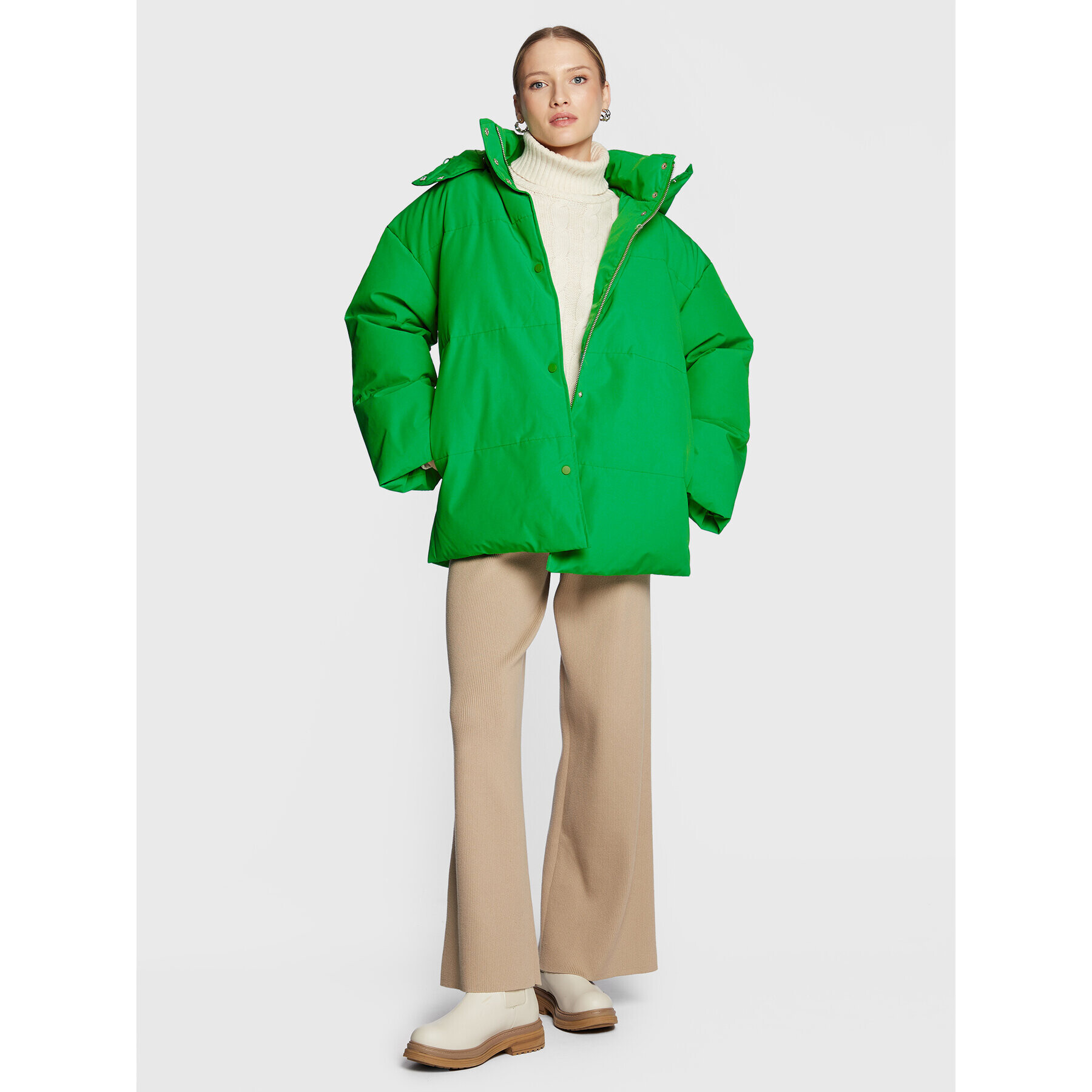 Samsøe Samsøe Пухено яке Hana F22300136 Зелен Relaxed Fit - Pepit.bg