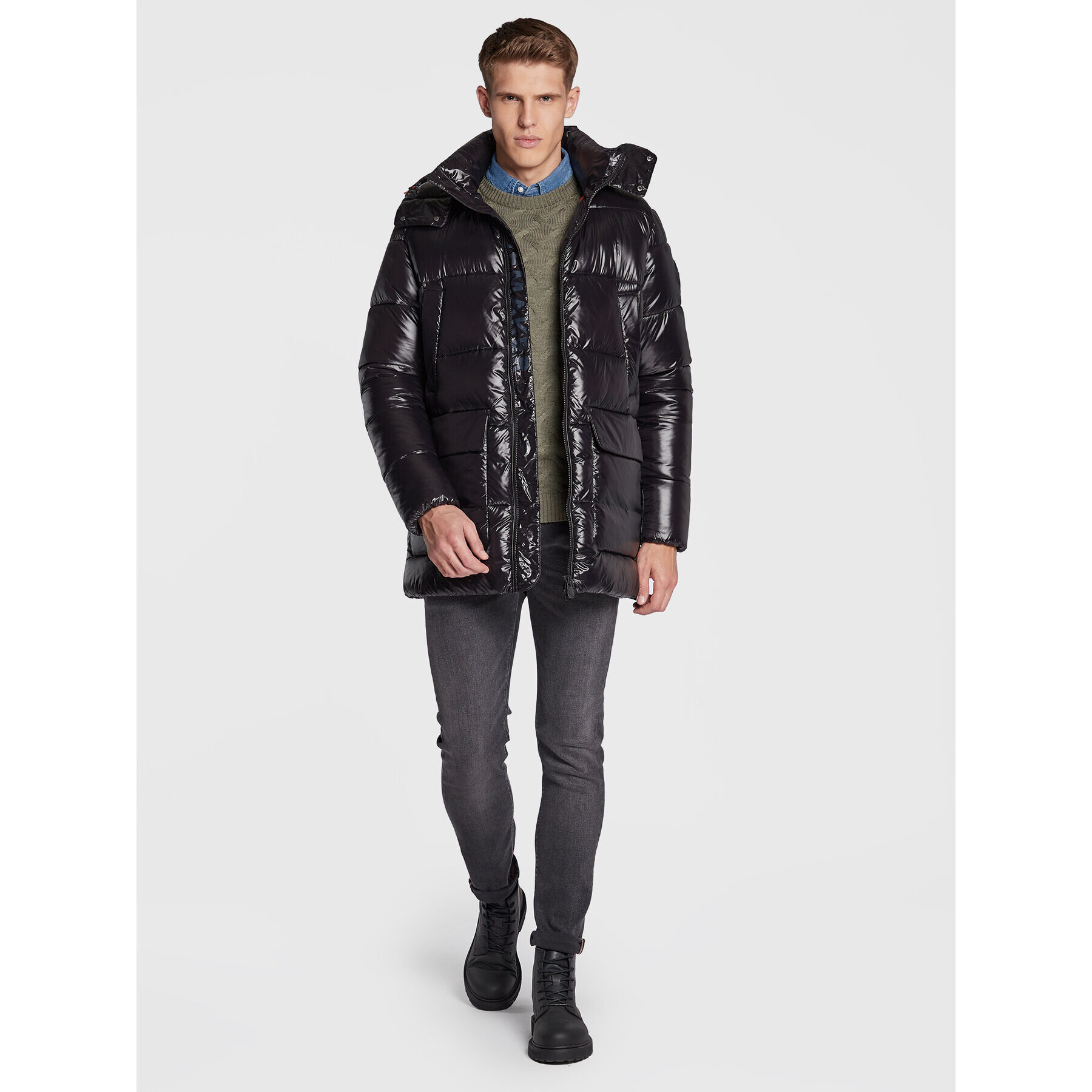 Save The Duck Пухено яке D40292M-LUCK15 Черен Regular Fit - Pepit.bg