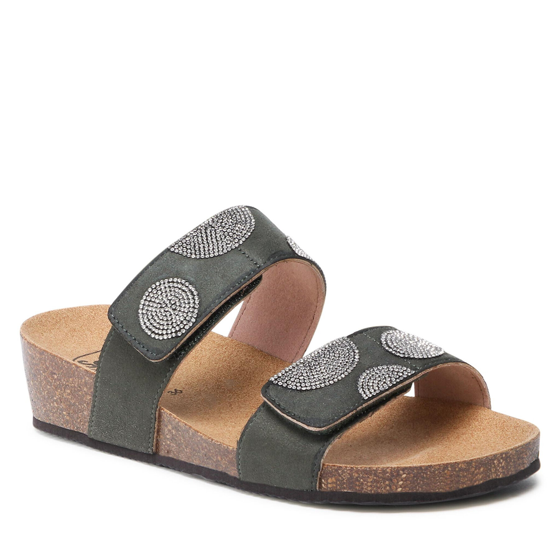 Scholl Чехли F29875 Dubai 2 Straps Med 1028 Зелен - Pepit.bg