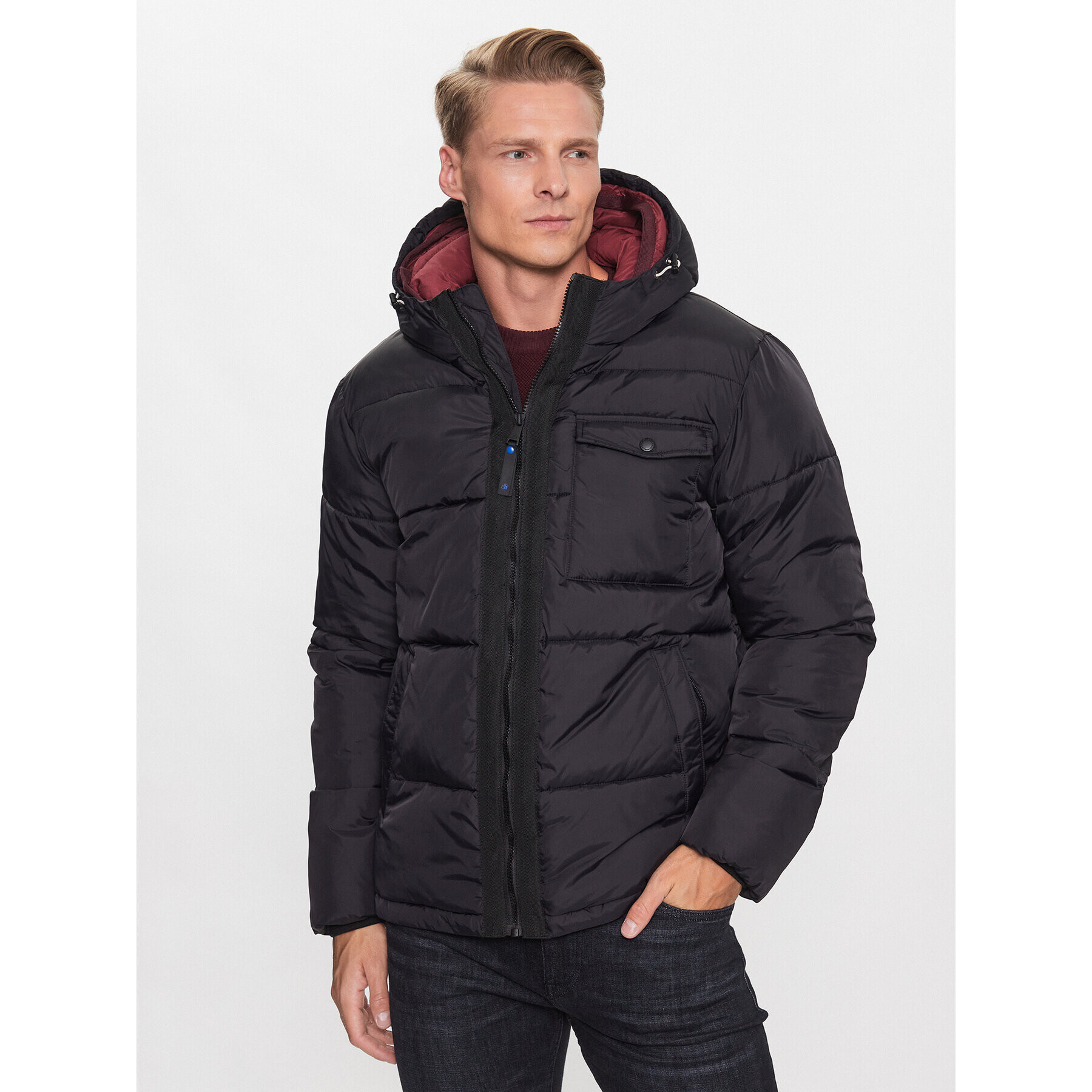 Scotch & Soda Пухено яке 169101 Черен Regular Fit - Pepit.bg