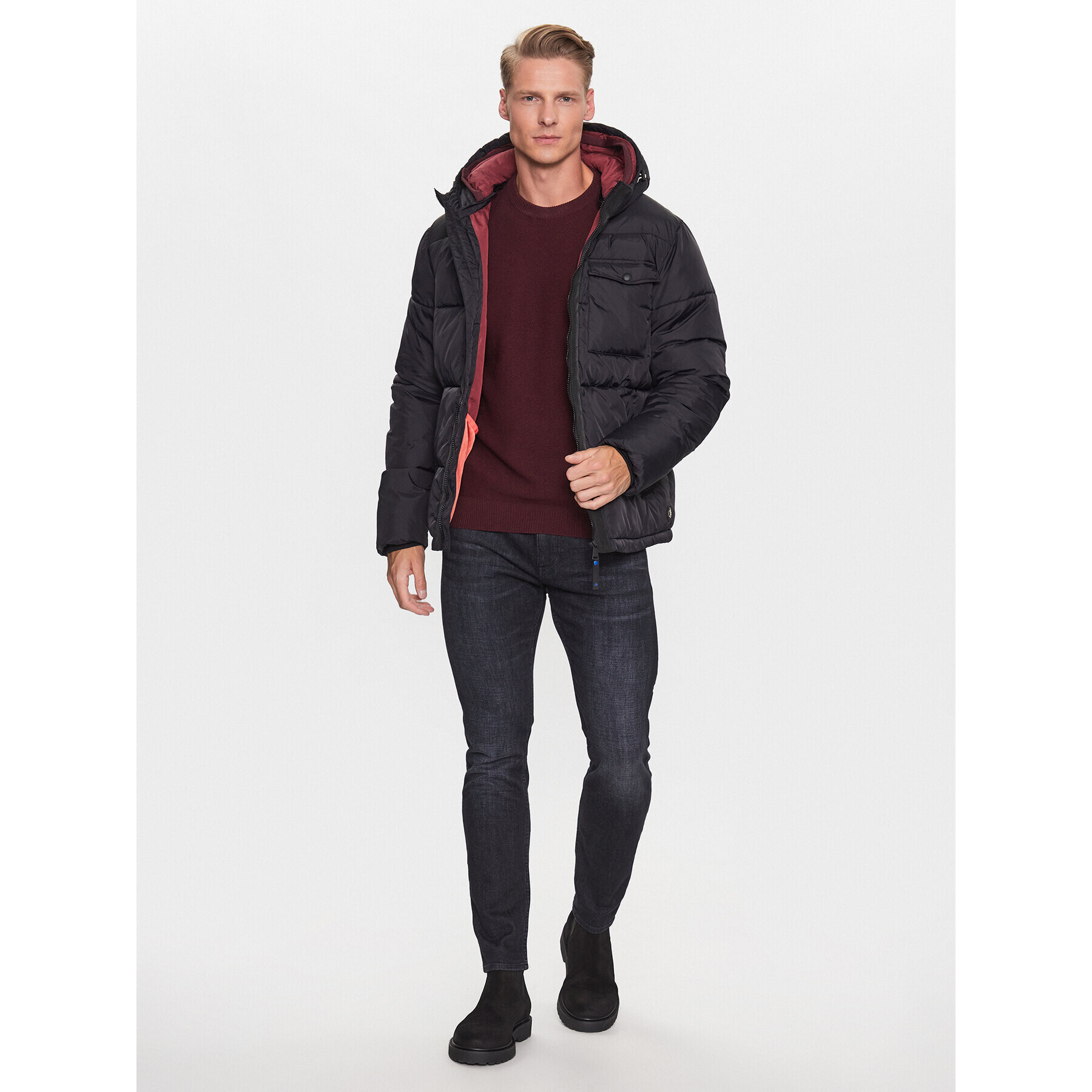 Scotch & Soda Пухено яке 169101 Черен Regular Fit - Pepit.bg