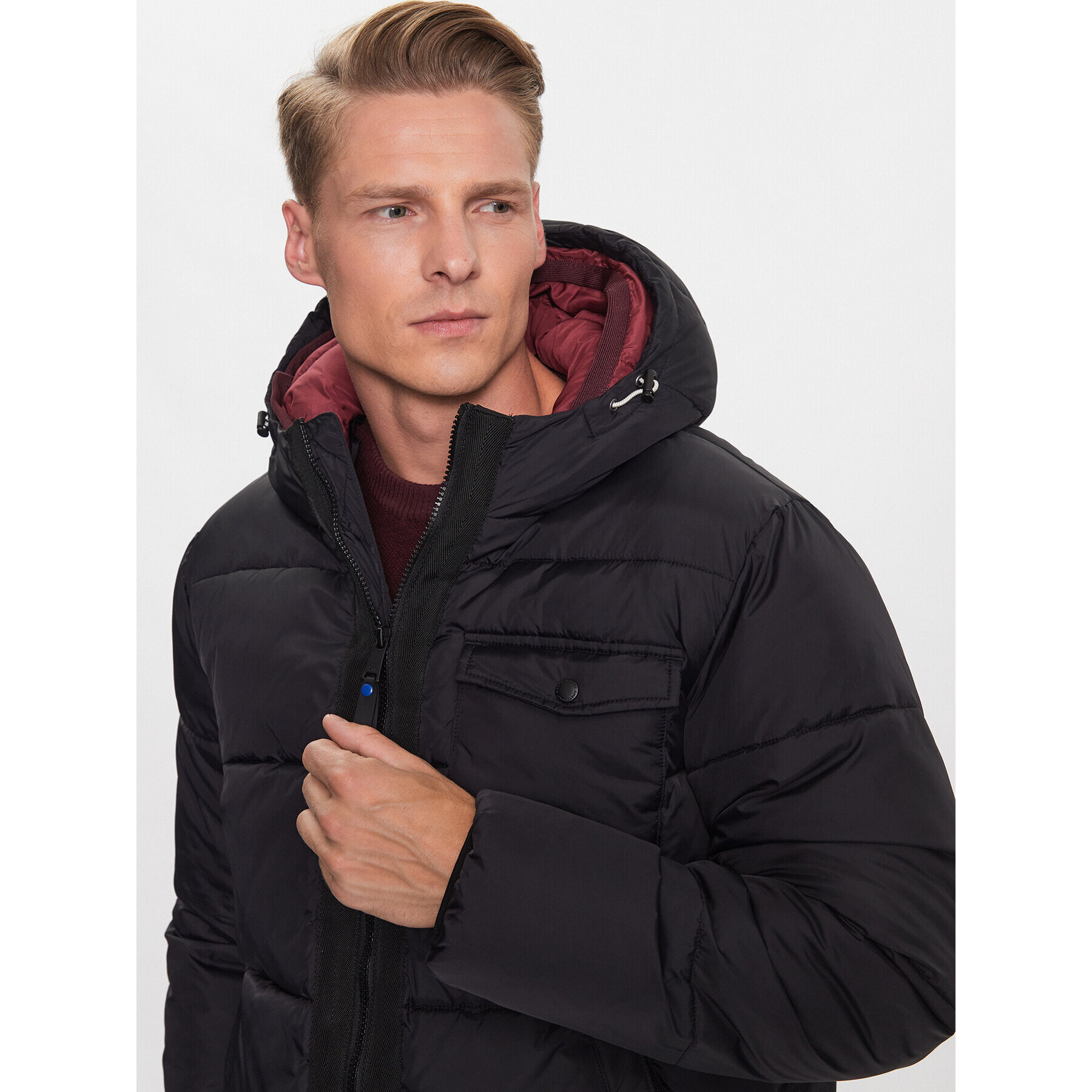 Scotch & Soda Пухено яке 169101 Черен Regular Fit - Pepit.bg