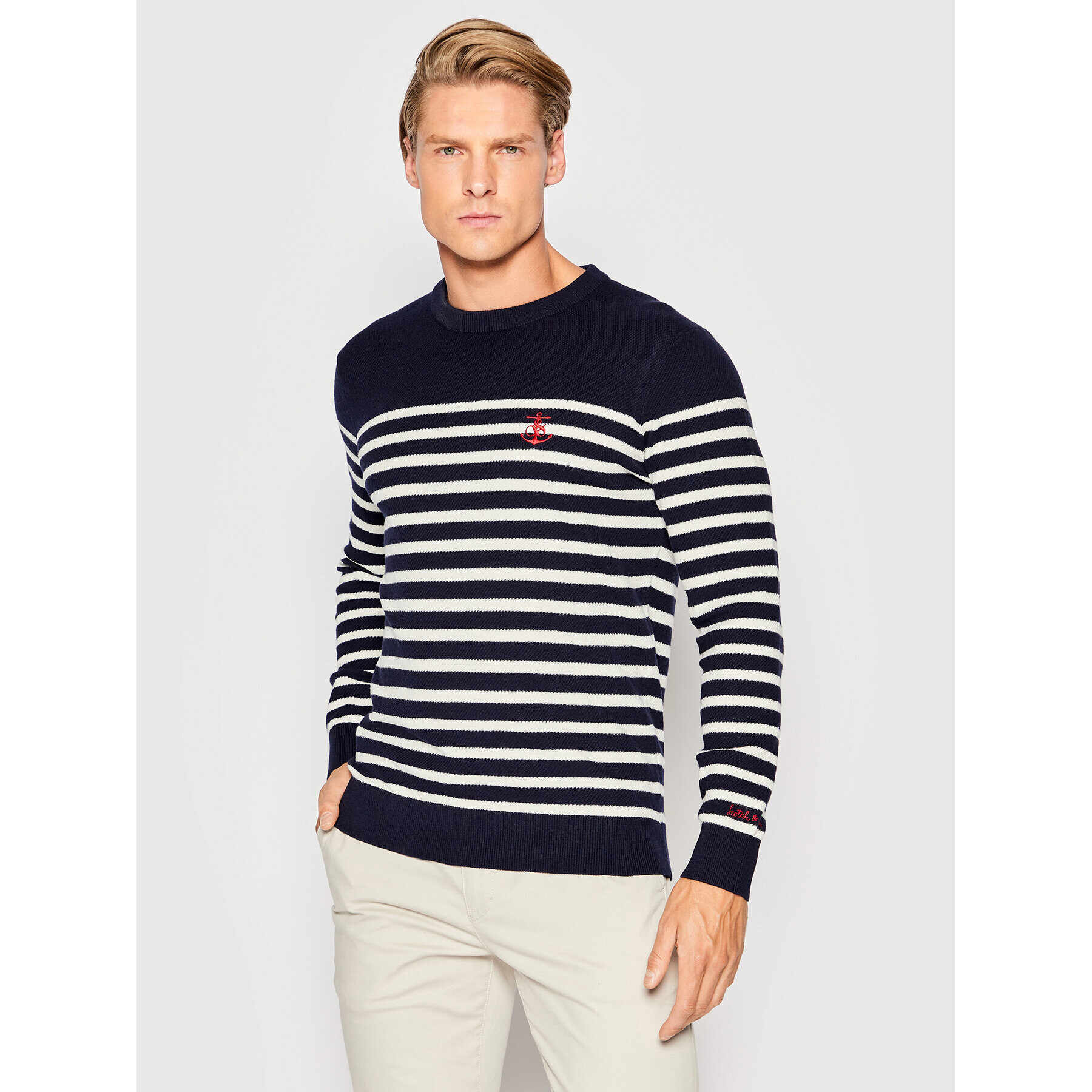 Scotch & Soda Пуловер 168736 Тъмносин Regular Fit - Pepit.bg