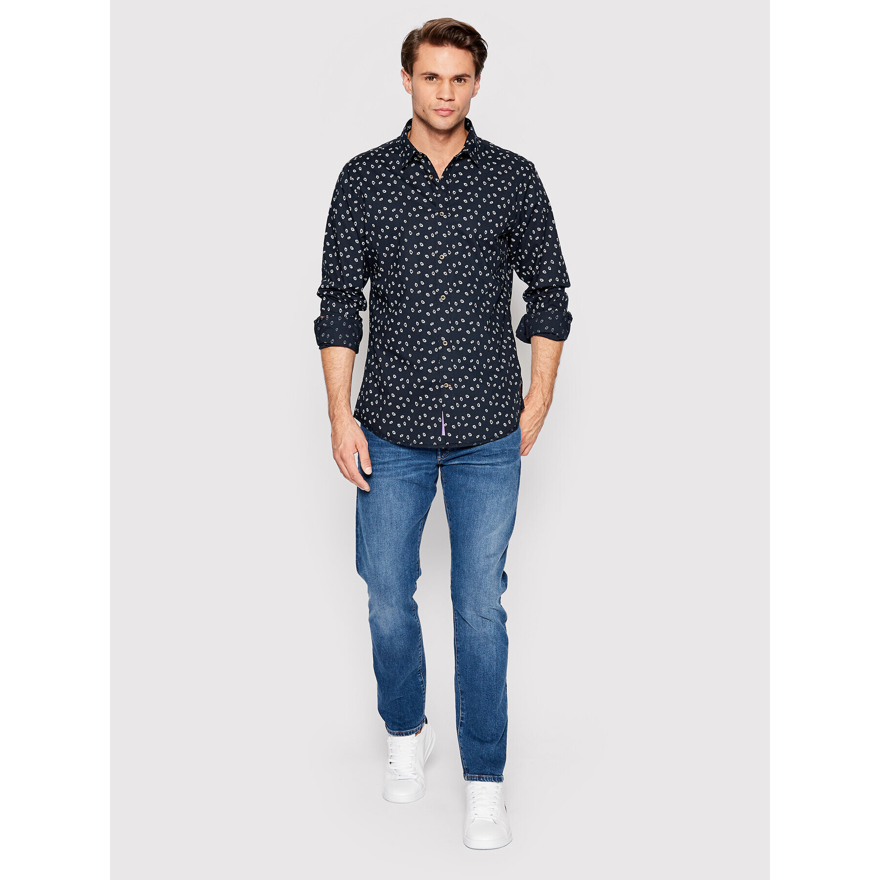 Scotch & Soda Риза 167265 Тъмносин Slim Fit - Pepit.bg