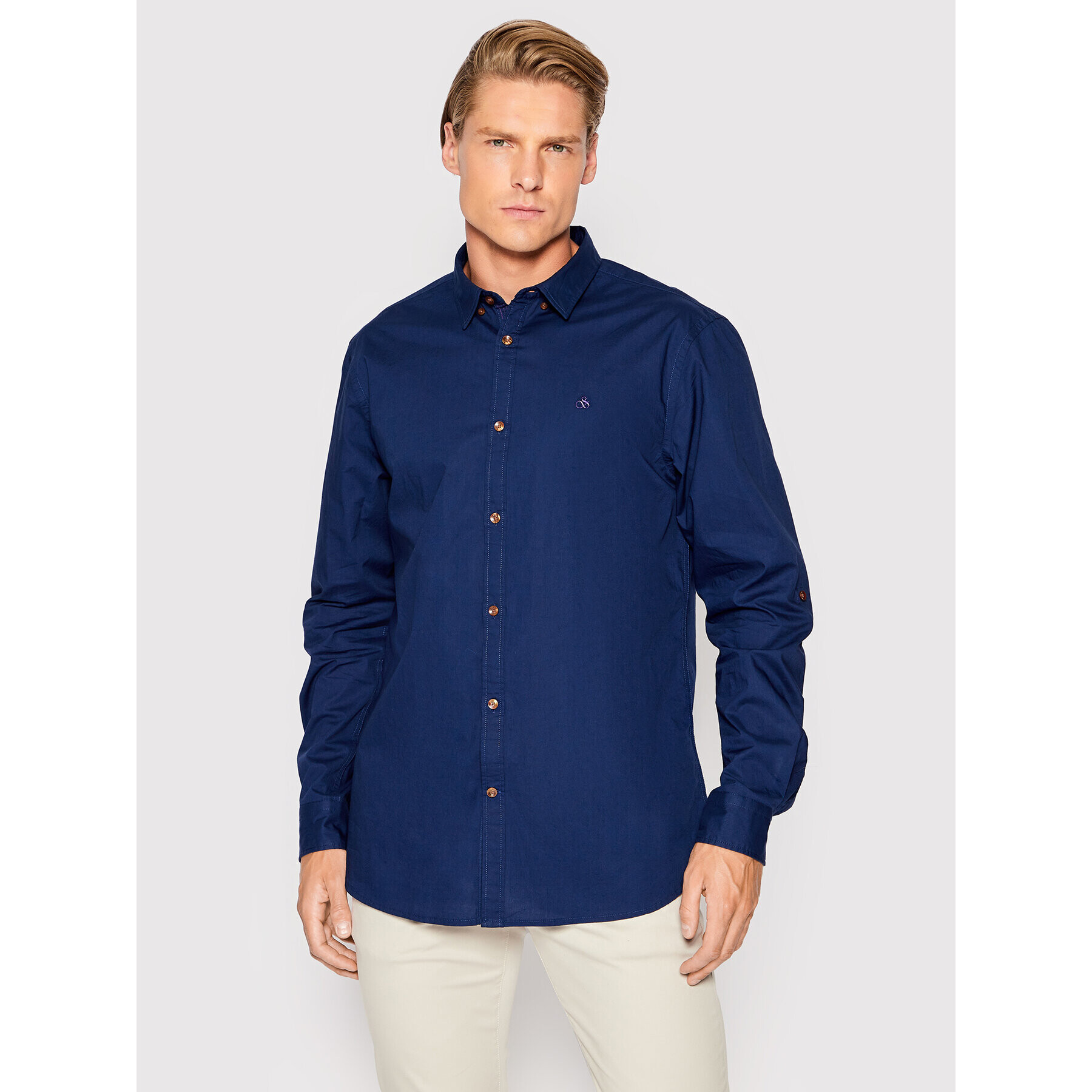 Scotch & Soda Риза 168647 Тъмносин Regular Fit - Pepit.bg