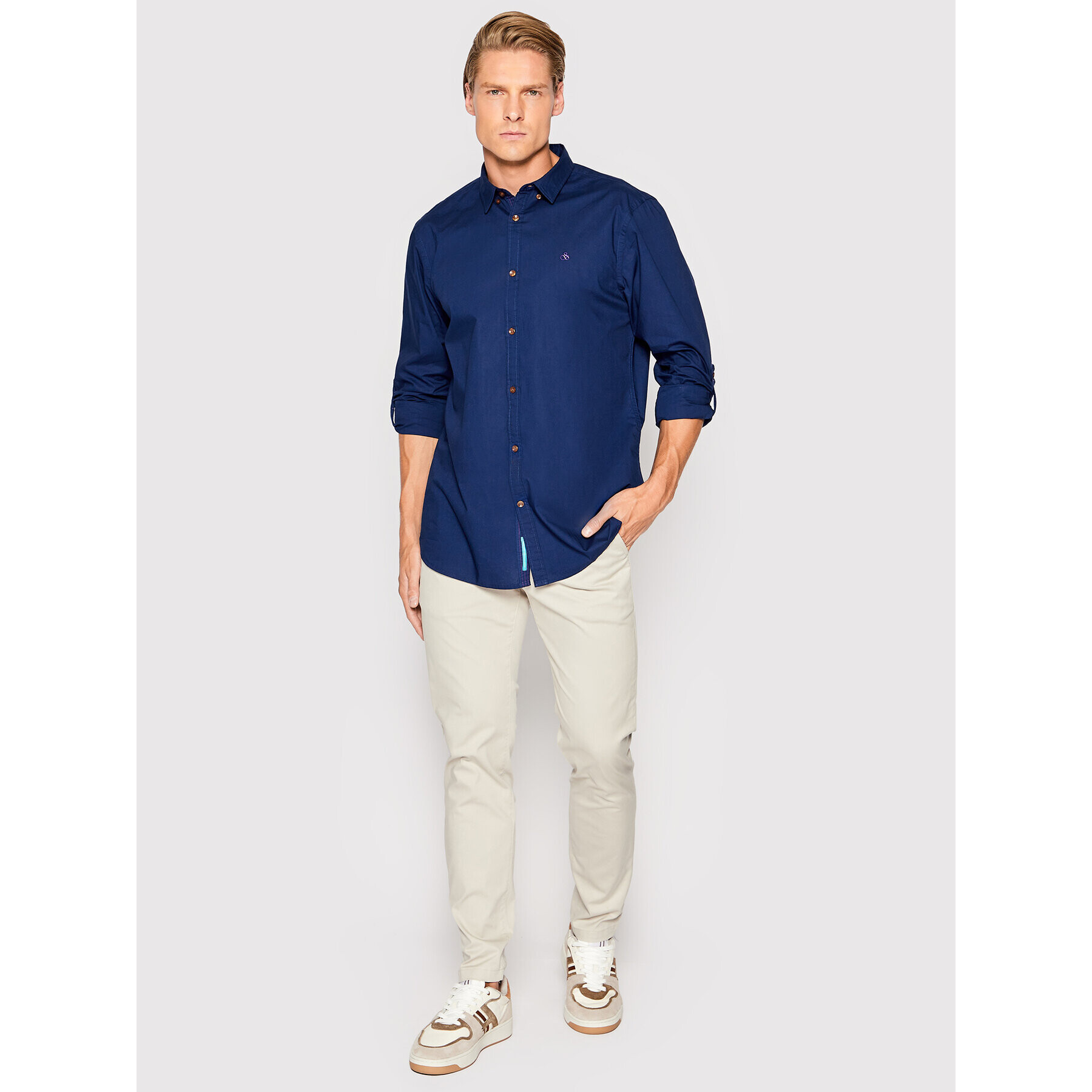 Scotch & Soda Риза 168647 Тъмносин Regular Fit - Pepit.bg