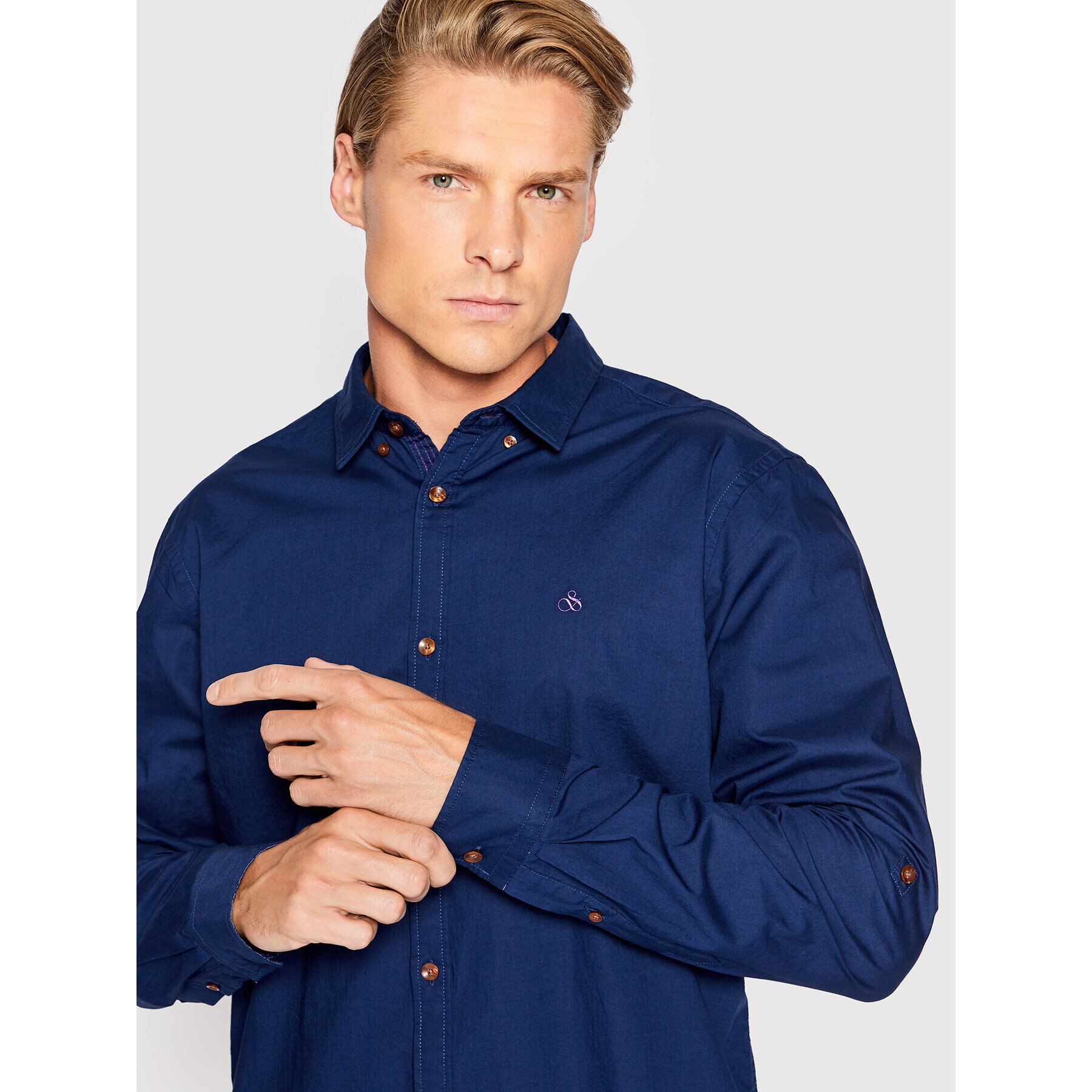Scotch & Soda Риза 168647 Тъмносин Regular Fit - Pepit.bg