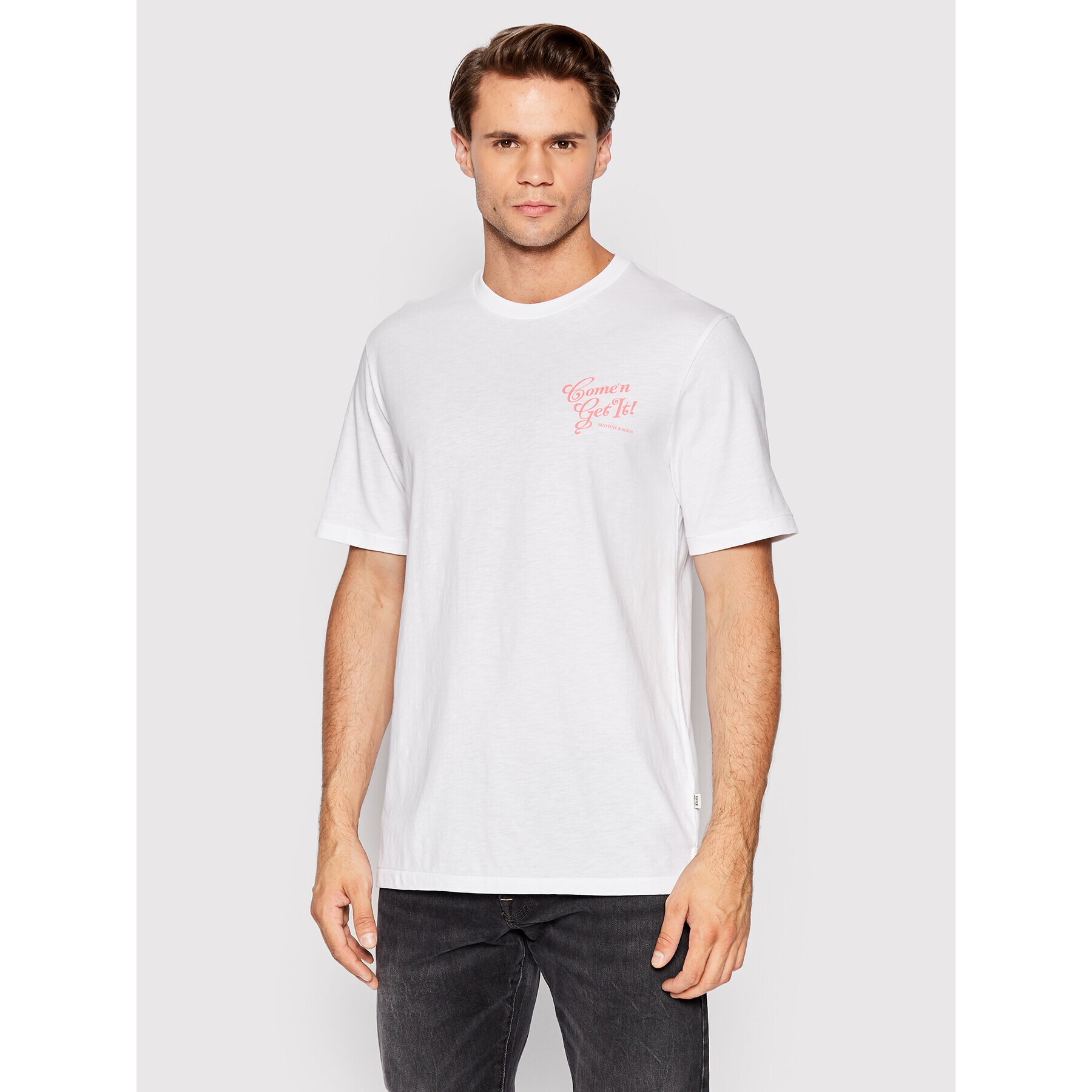 Scotch & Soda Тишърт 167344 Бял Loose Fit - Pepit.bg