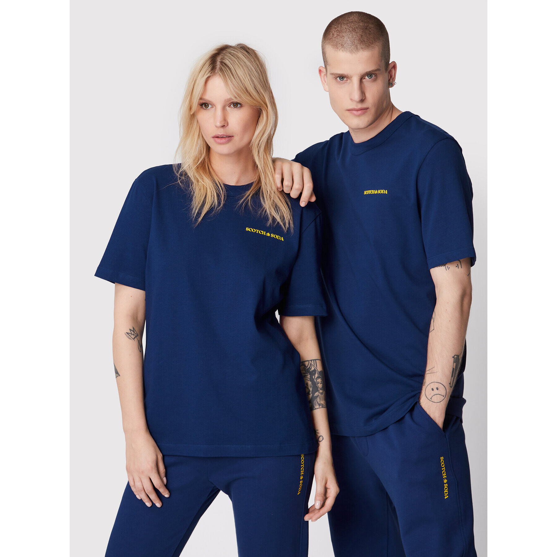 Scotch & Soda Тишърт Unisex 167331 Тъмносин Regular Fit - Pepit.bg