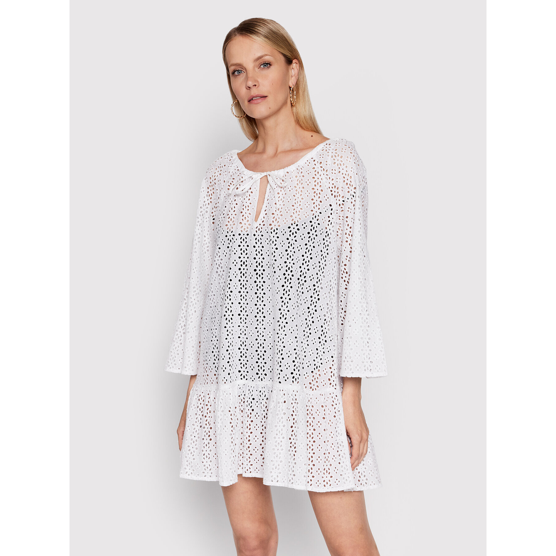 Seafolly Лятна рокля Broderie Anglaise 54700-CU Бял Relaxed Fit - Pepit.bg