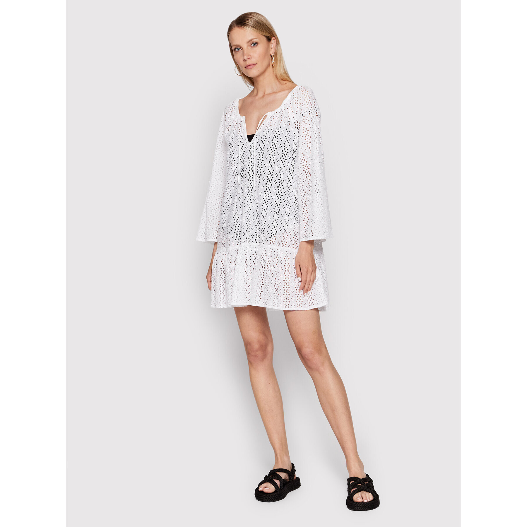 Seafolly Лятна рокля Broderie Anglaise 54700-CU Бял Relaxed Fit - Pepit.bg