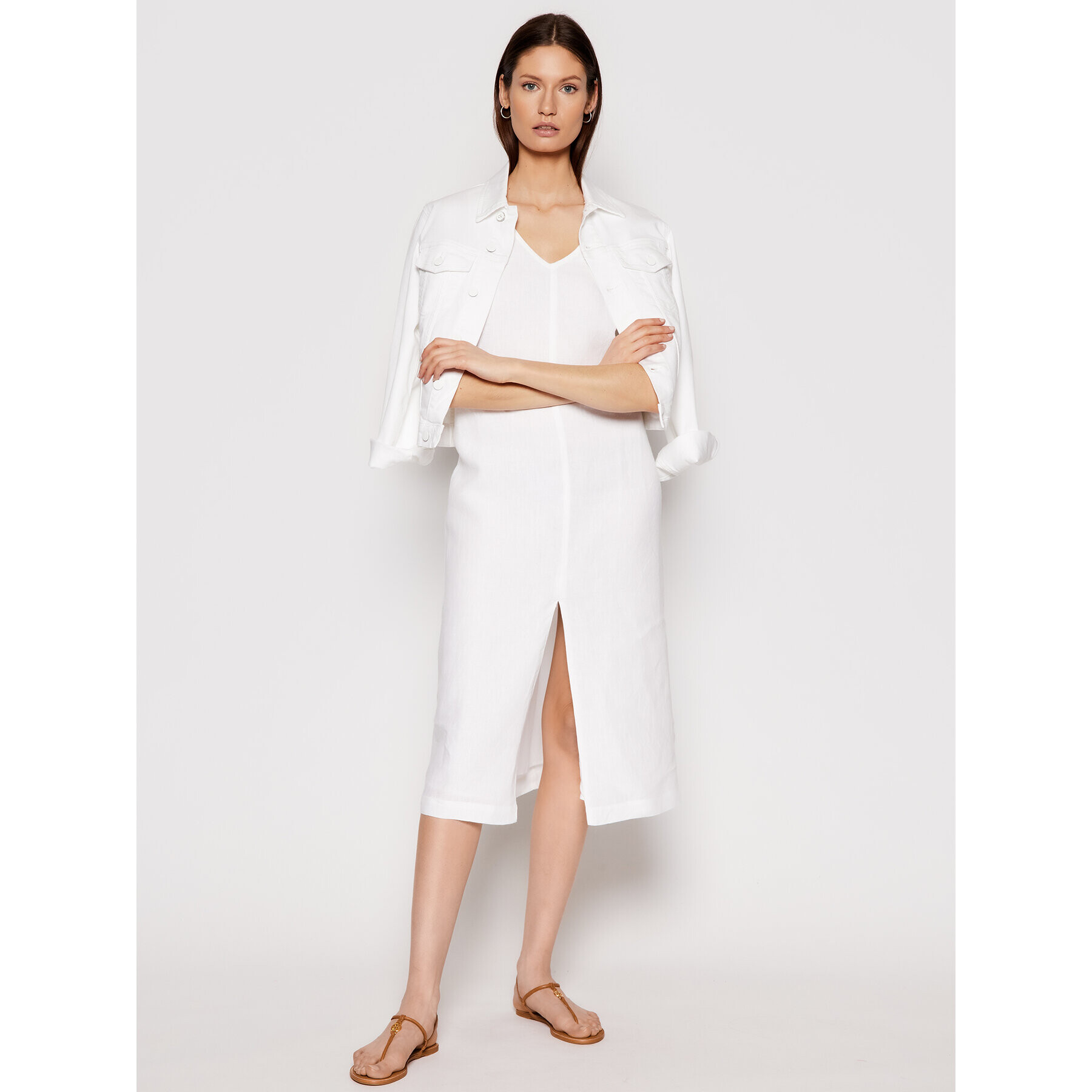 Seafolly Лятна рокля Essential Linen 54361-DR Бял Relaxed Fit - Pepit.bg