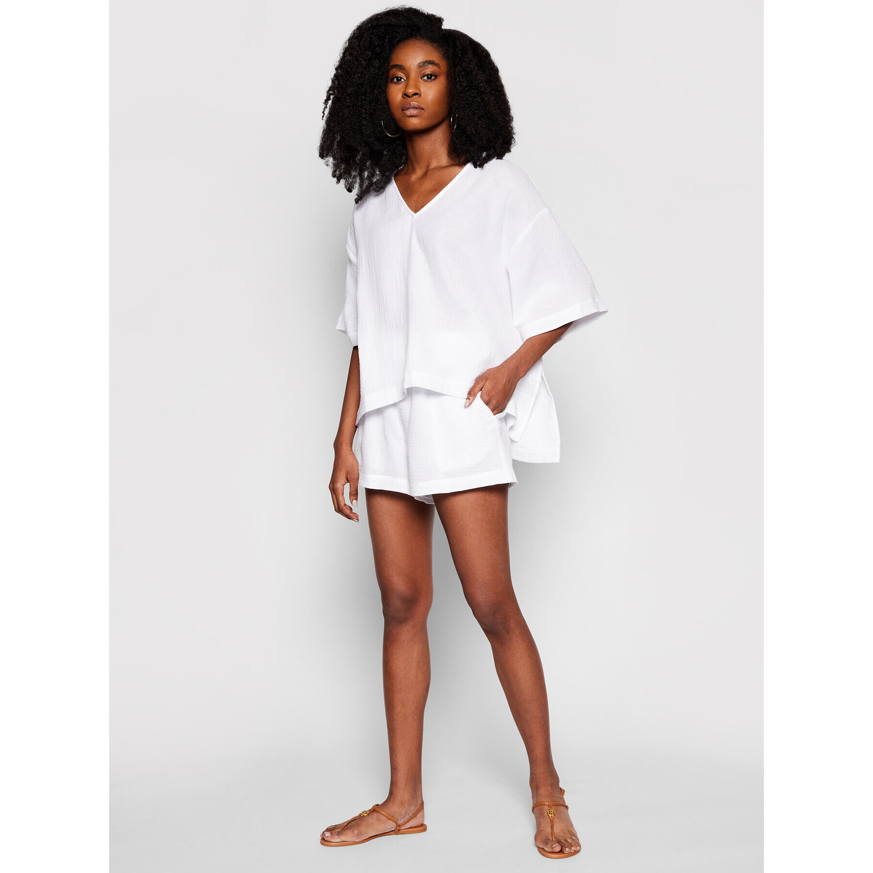 Seafolly Шорти от плат Double Cloth 54258-SH Бял Regular Fit - Pepit.bg