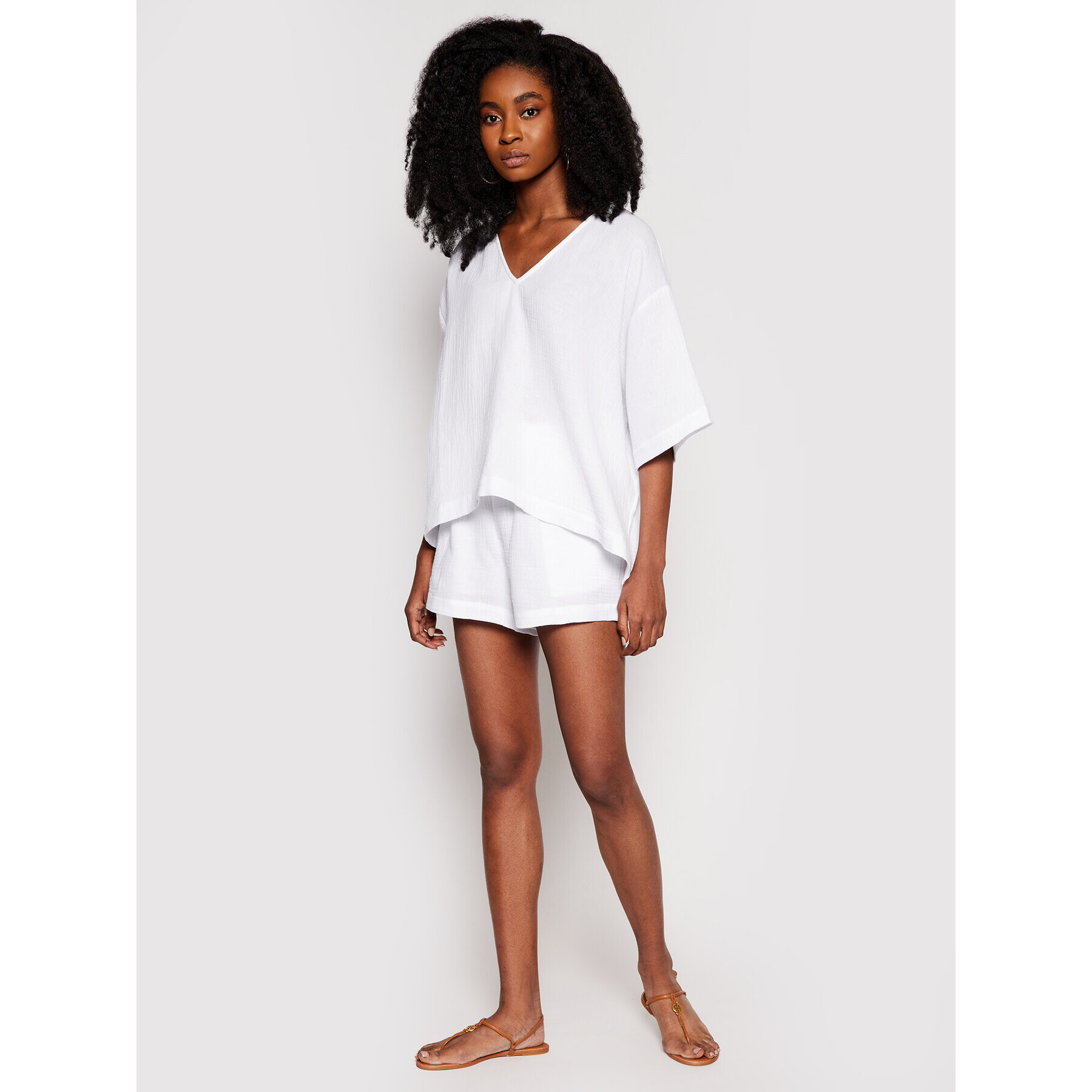 Seafolly Тишърт Double Cloth 54257-TO Бял Oversize - Pepit.bg