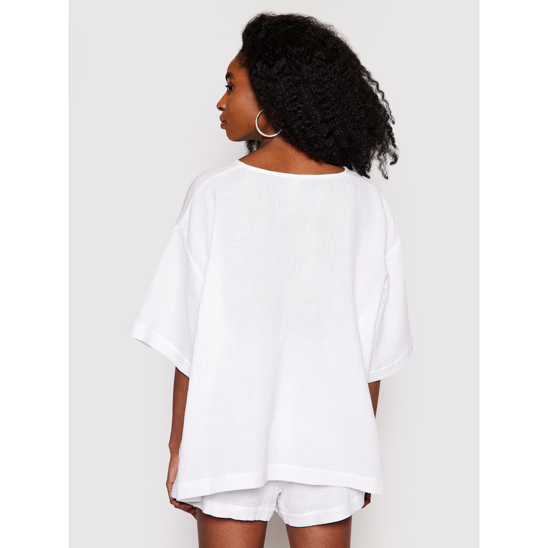 Seafolly Тишърт Double Cloth 54257-TO Бял Oversize - Pepit.bg