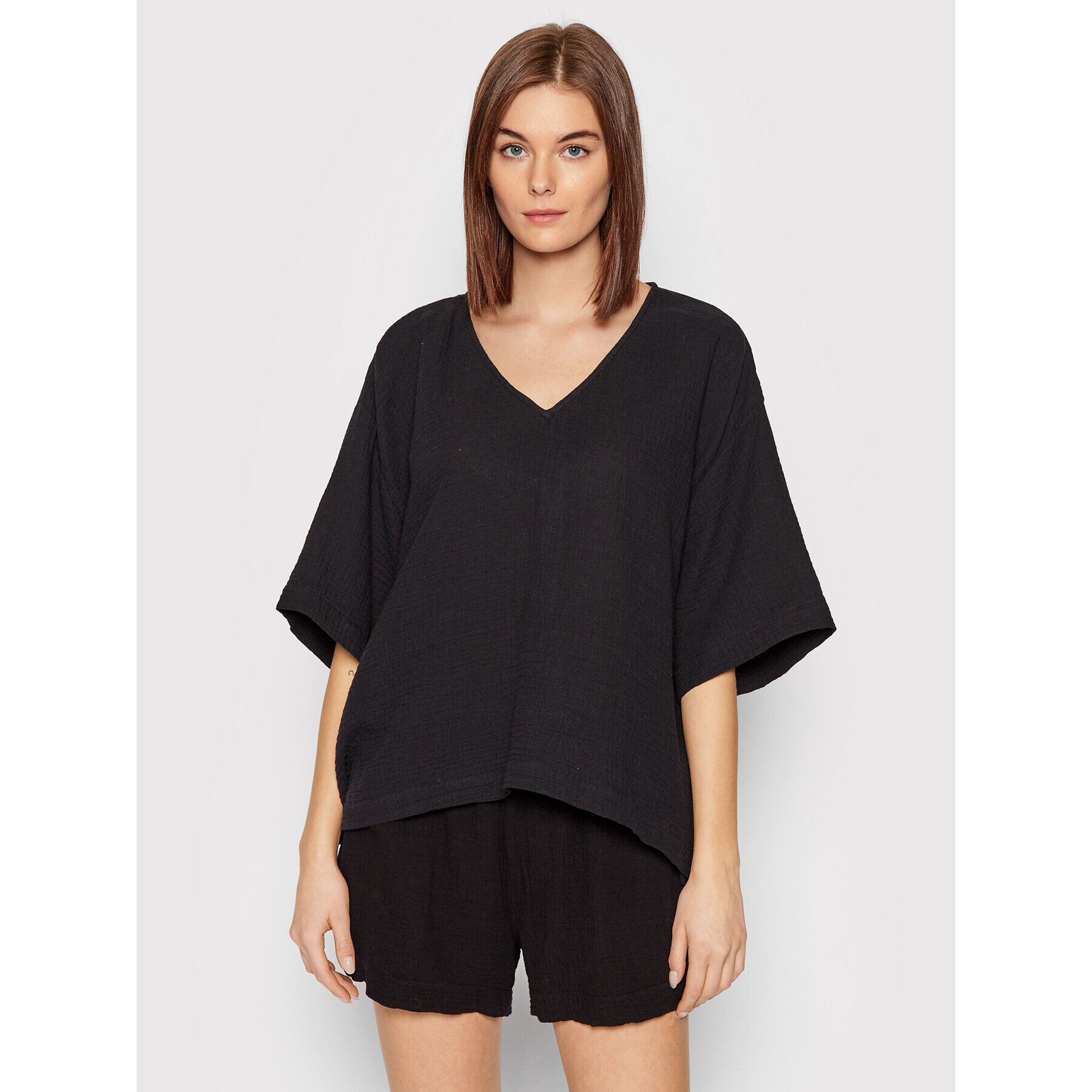 Seafolly Тишърт Double Cloth 54257-TO Черен Oversize - Pepit.bg