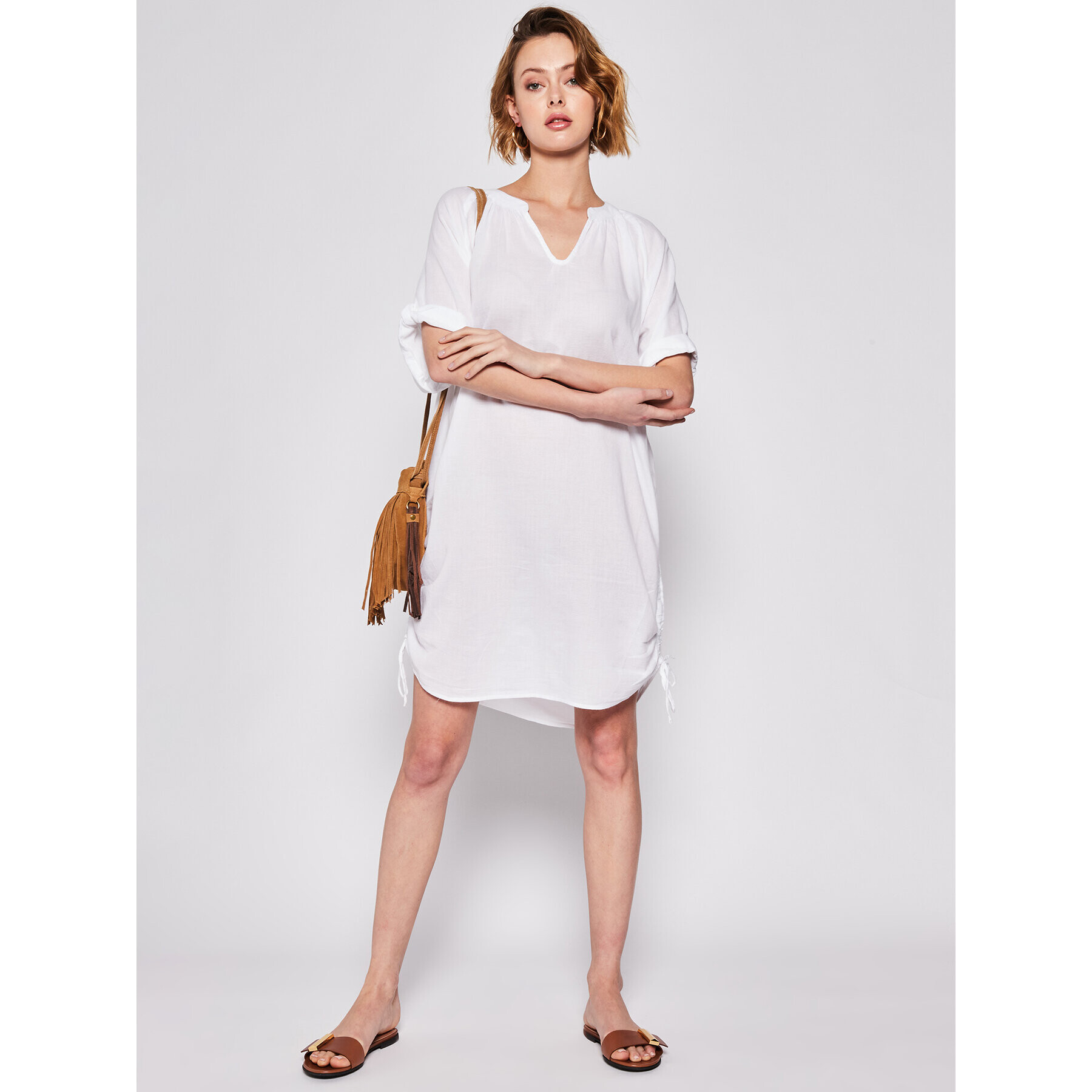 Seafolly Туника Beach Edit 53868-CU Бял Regular Fit - Pepit.bg