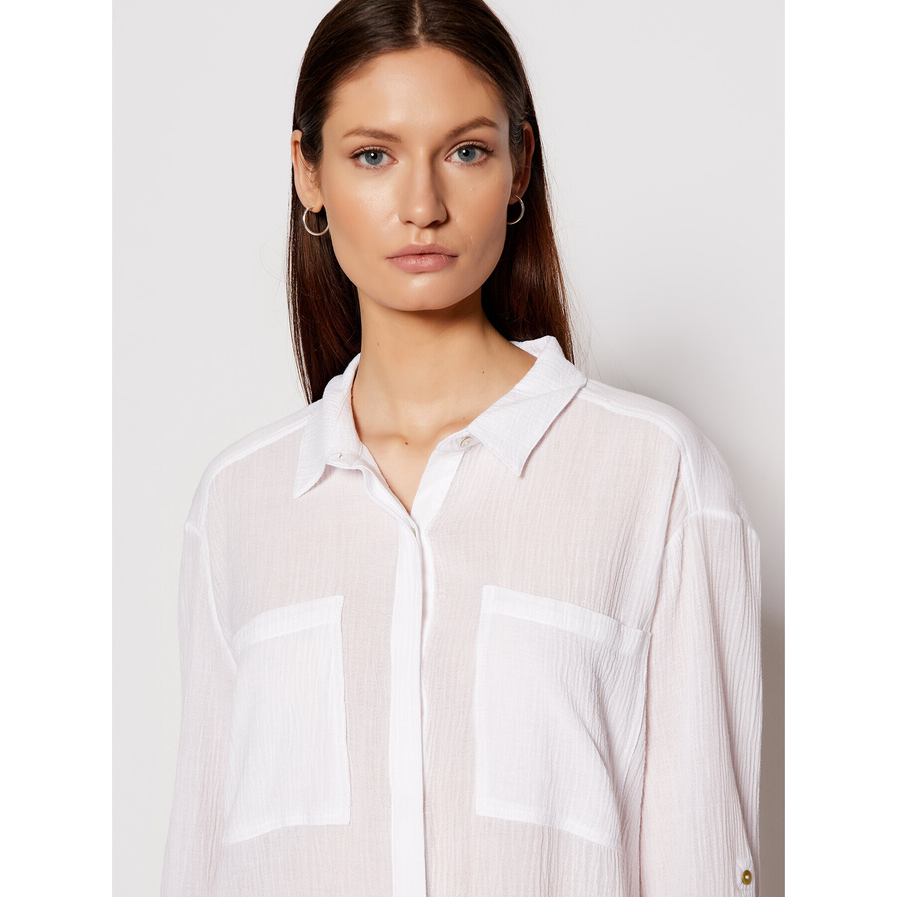 Seafolly Туника Crinkle Twill 53108-CU Бял Regular Fit - Pepit.bg