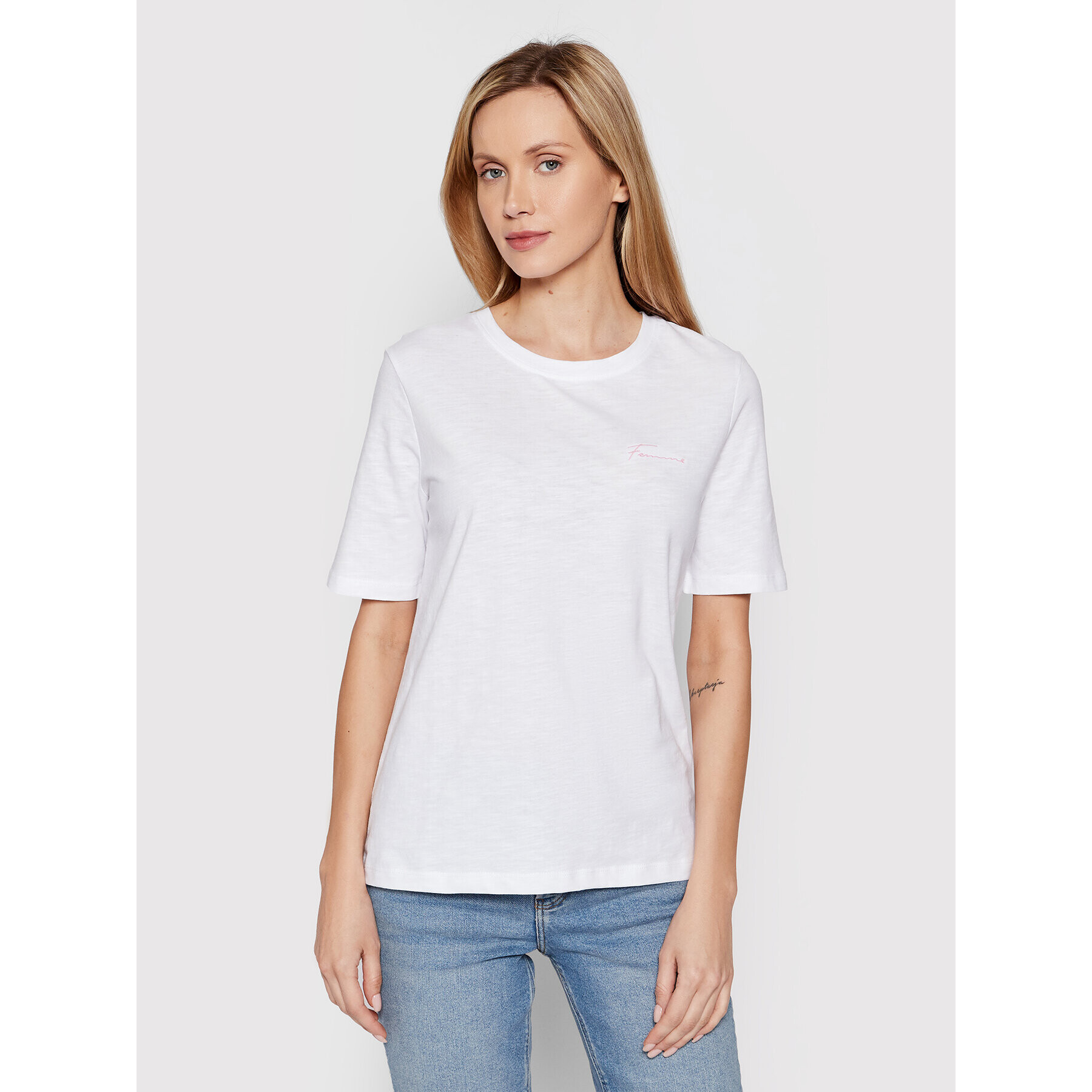 Selected Femme Тишърт Cabella 16083668 Бял Regular Fit - Pepit.bg