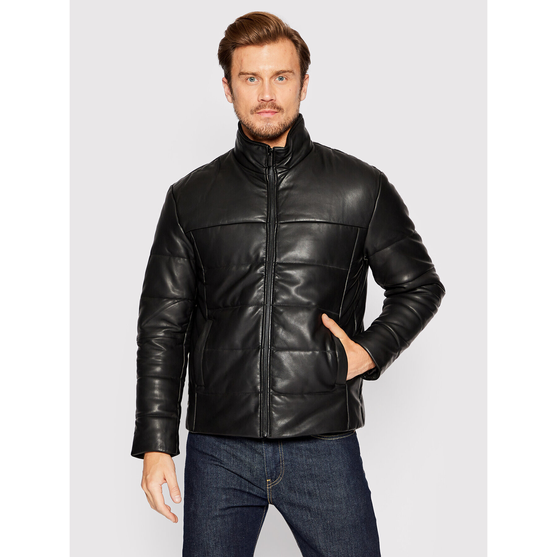 Selected Homme Кожено яке Skyark 16085733 Черен Regular Fit - Pepit.bg