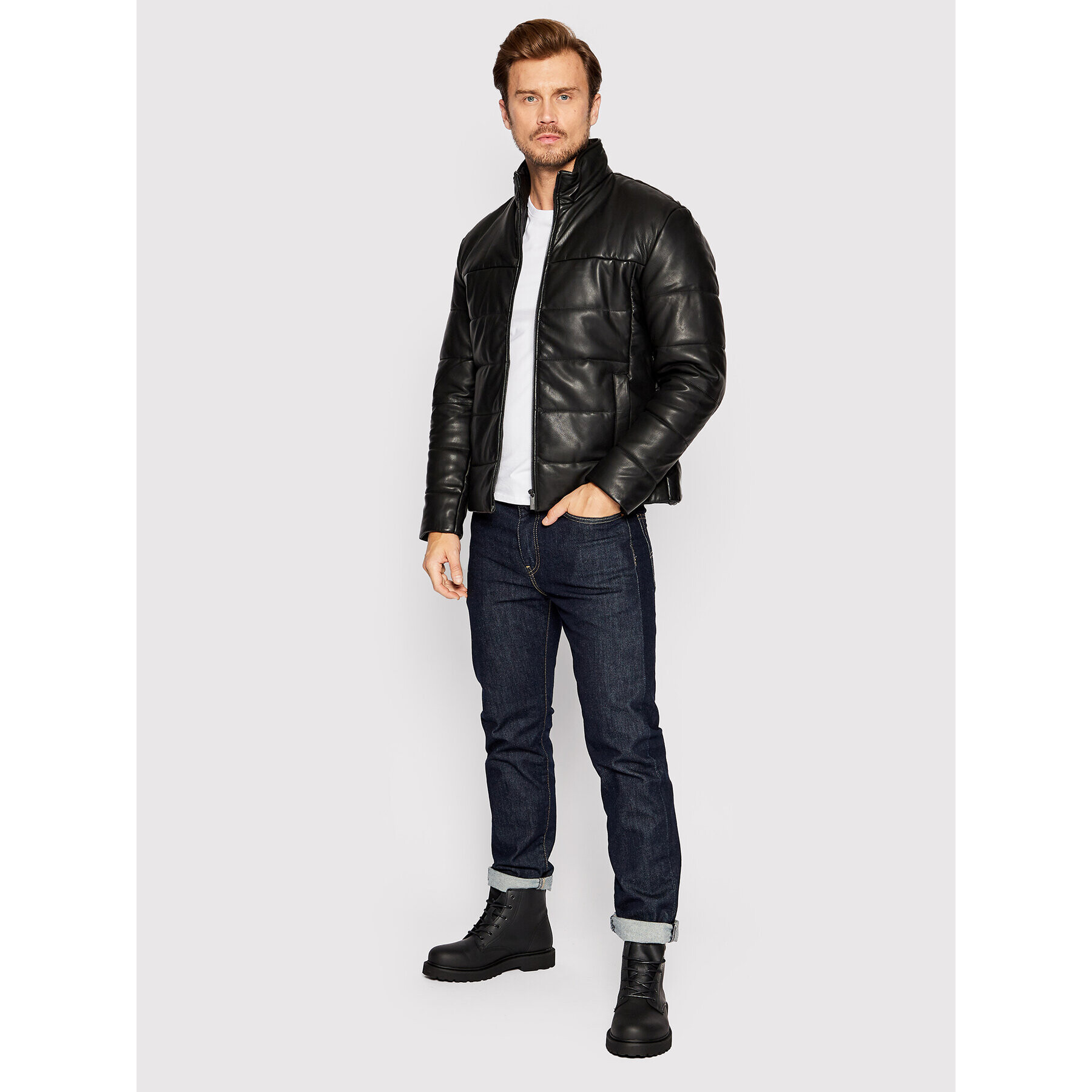 Selected Homme Кожено яке Skyark 16085733 Черен Regular Fit - Pepit.bg