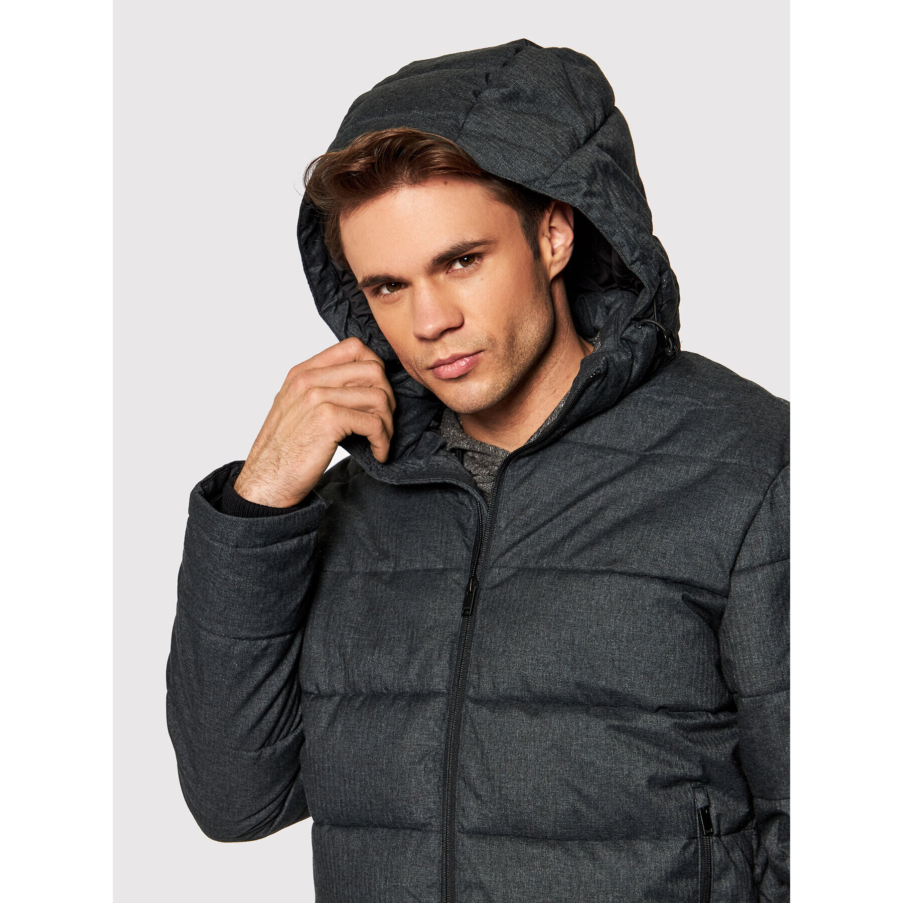 Selected Homme Пухено яке Bergen 16077637 Сив Regular Fit - Pepit.bg