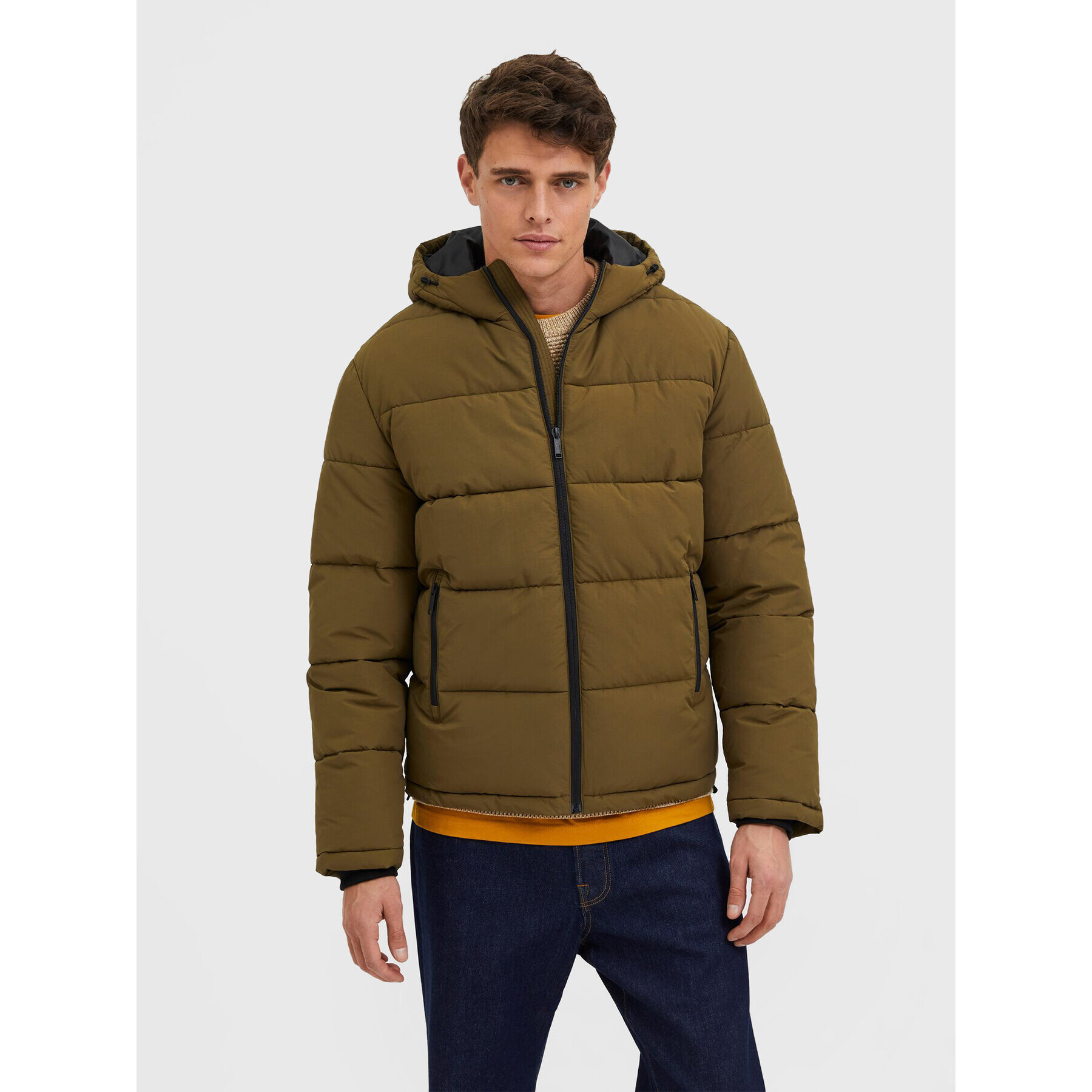 Selected Homme Пухено яке Harry 16084886 Зелен Regular Fit - Pepit.bg