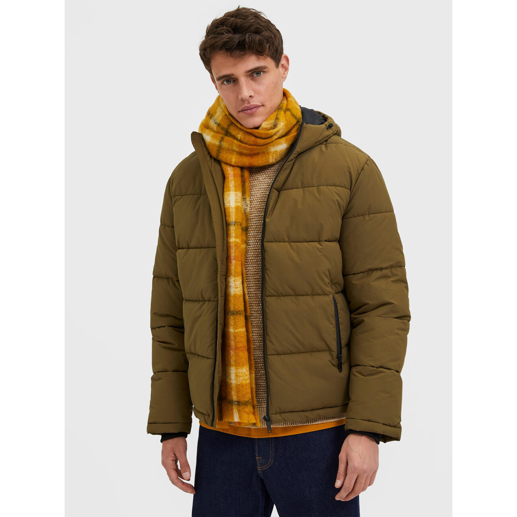 Selected Homme Пухено яке Harry 16084886 Зелен Regular Fit - Pepit.bg