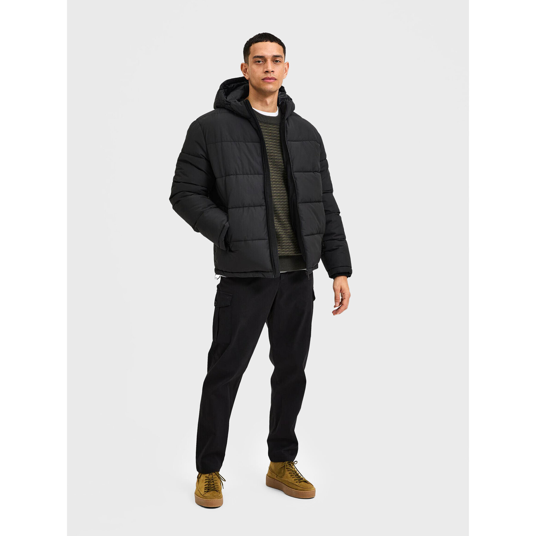 Selected Homme Пухено яке Harry 16084886 Черен Regular Fit - Pepit.bg