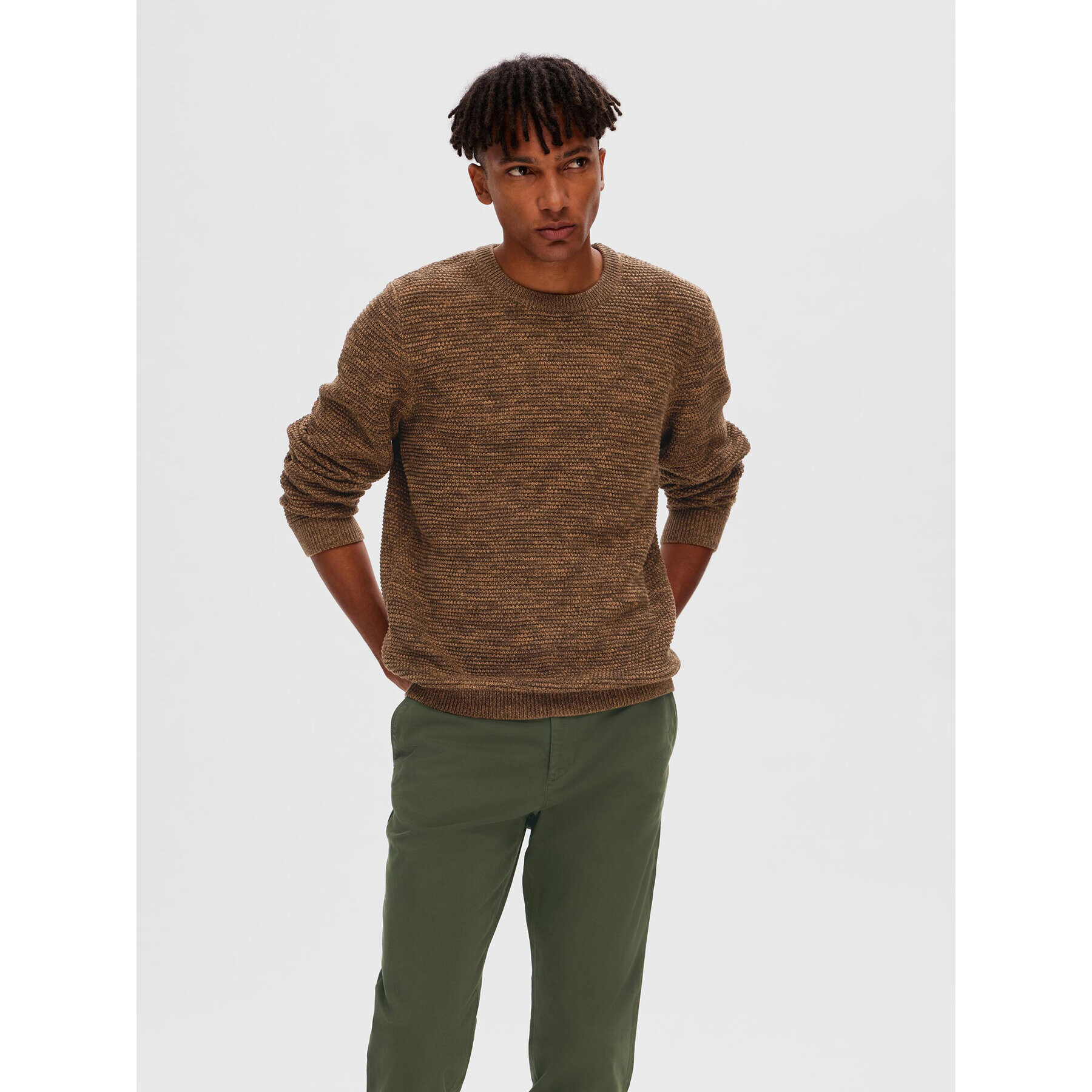 Selected Homme Пуловер 16059390 Кафяв Regular Fit - Pepit.bg