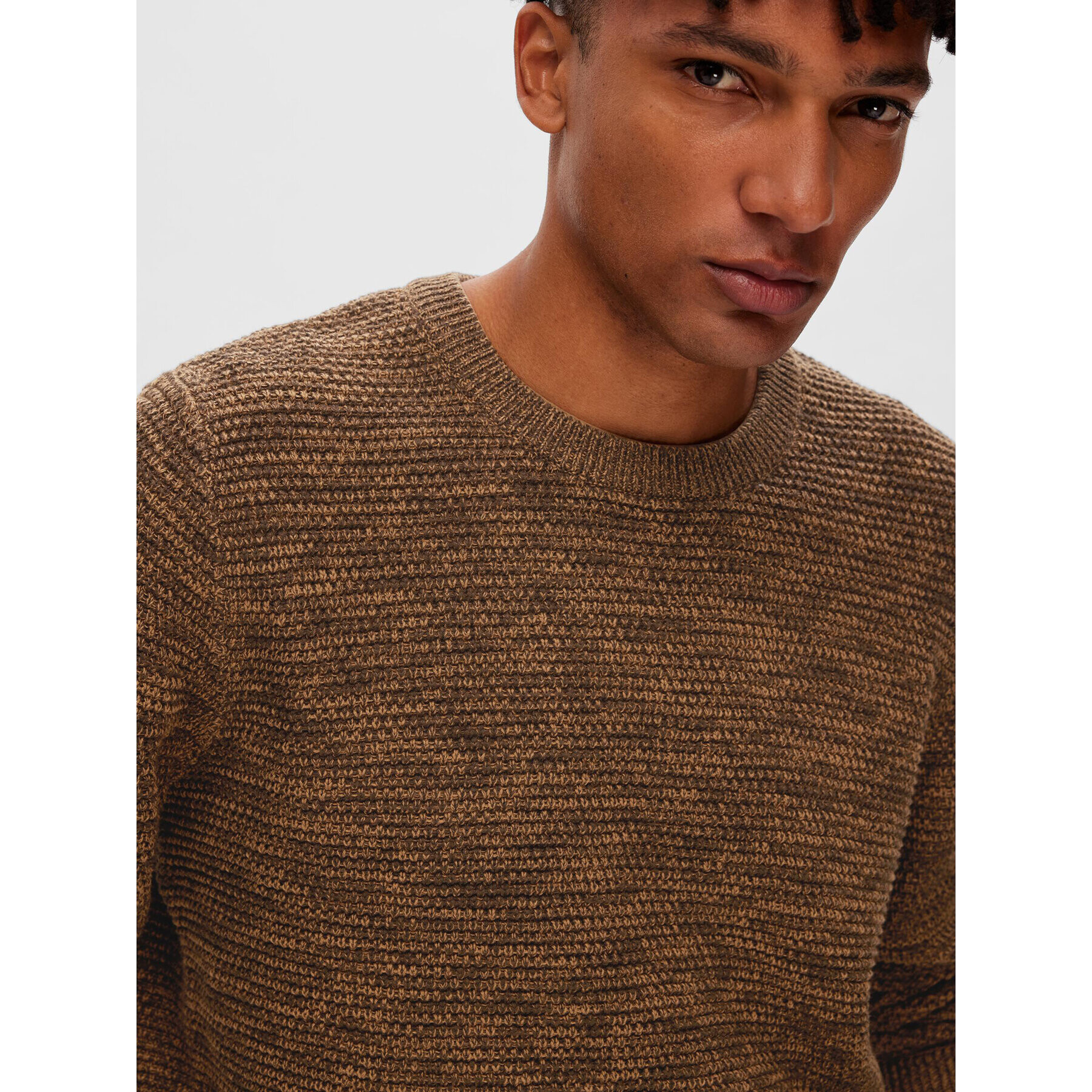 Selected Homme Пуловер 16059390 Кафяв Regular Fit - Pepit.bg