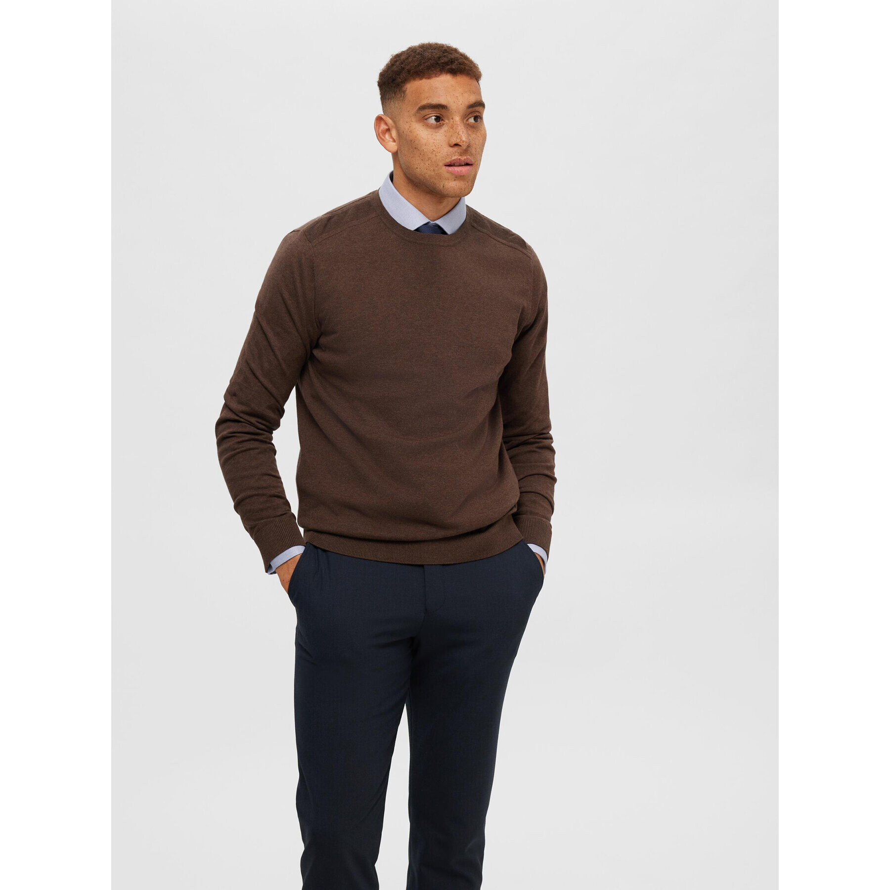 Selected Homme Пуловер 16074682 Кафяв Regular Fit - Pepit.bg